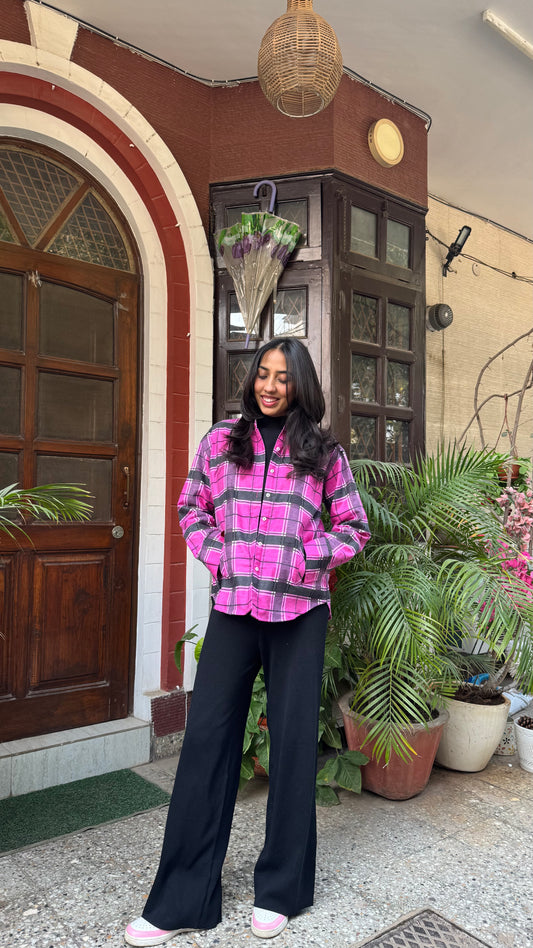 Plaid Flannel Shacket – Pink (Premium Collection)