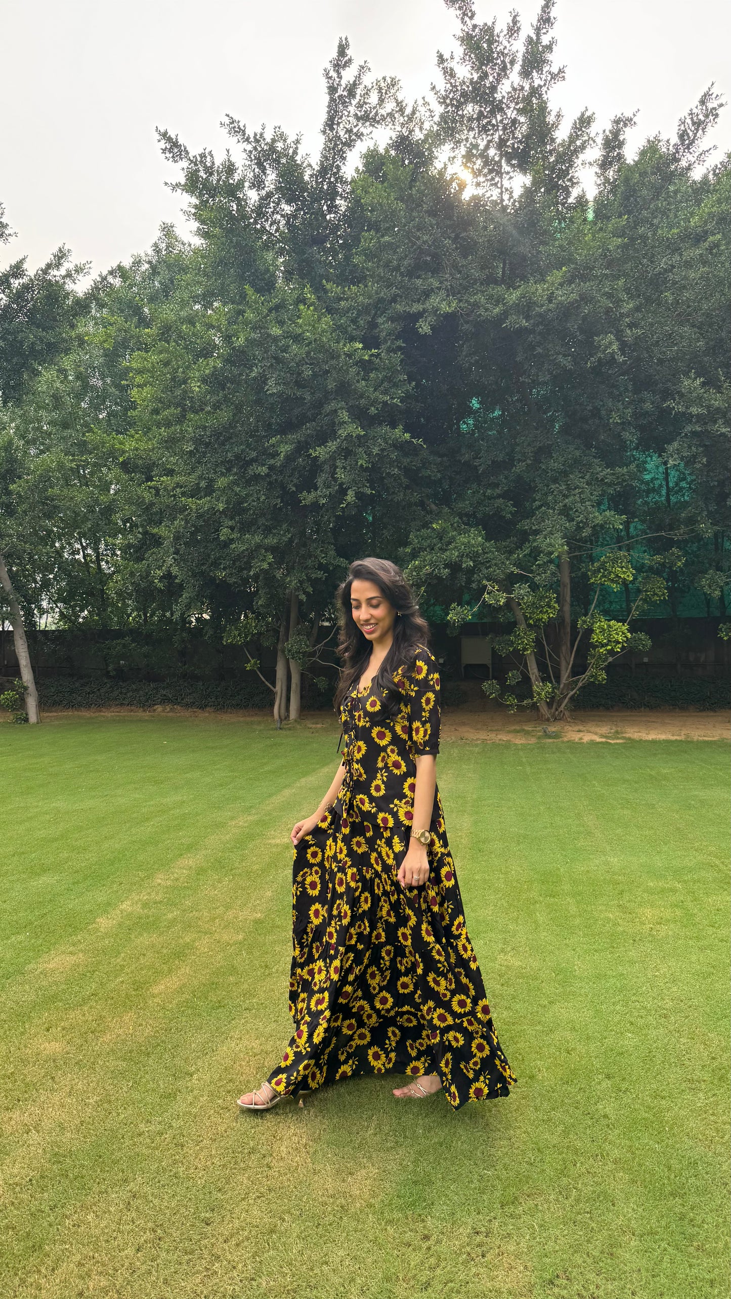 Sunflower Heavy Tiered Skirt - Black (Premium Collection)