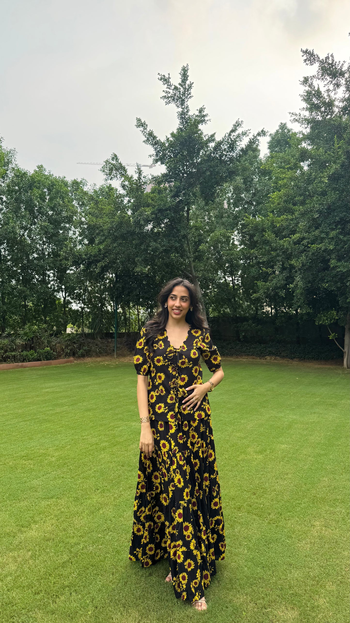 Sunflower Heavy Tiered Skirt - Black (Premium Collection)