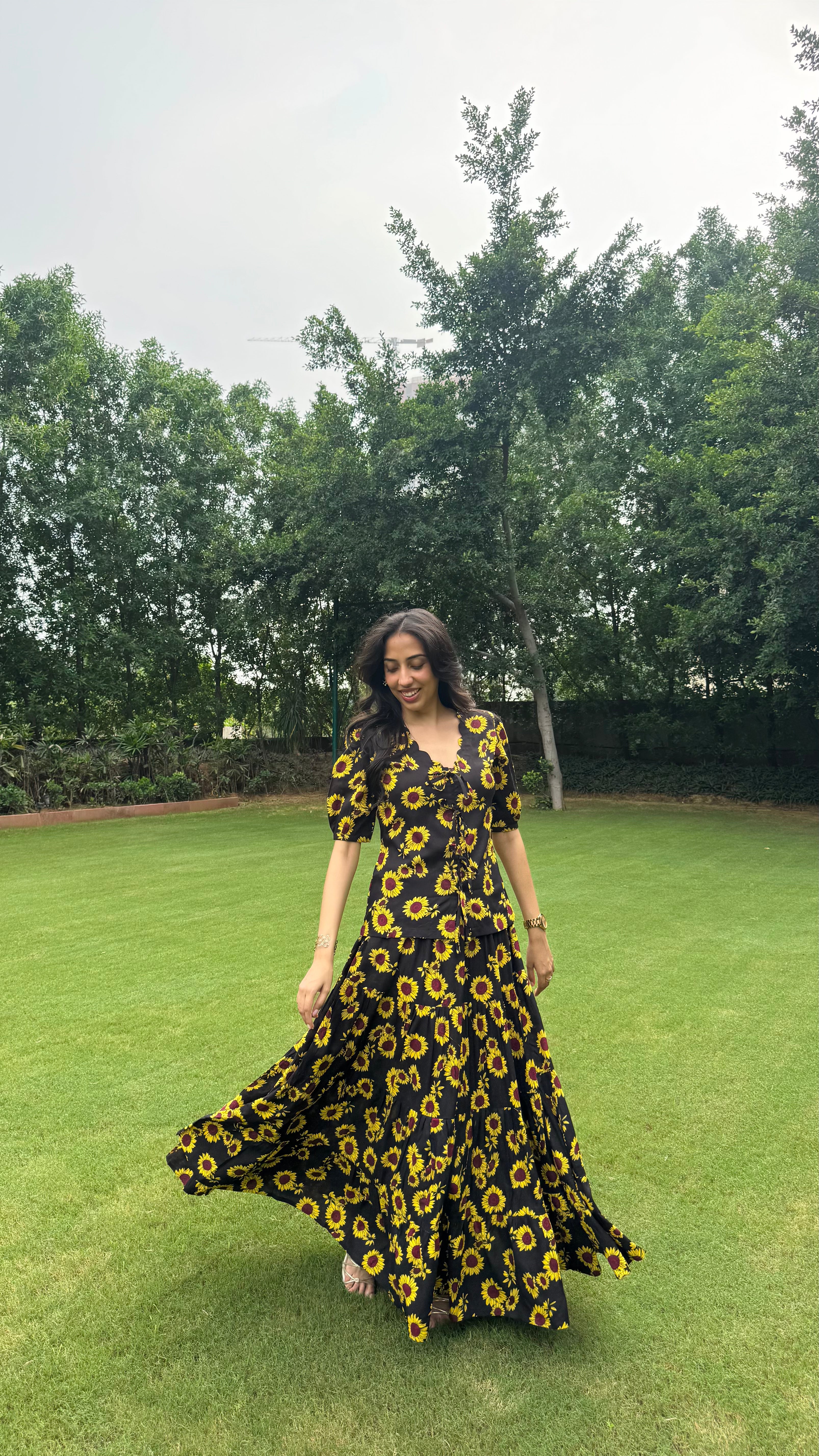 Sunflower Heavy Tiered Skirt - Black (Premium Collection)