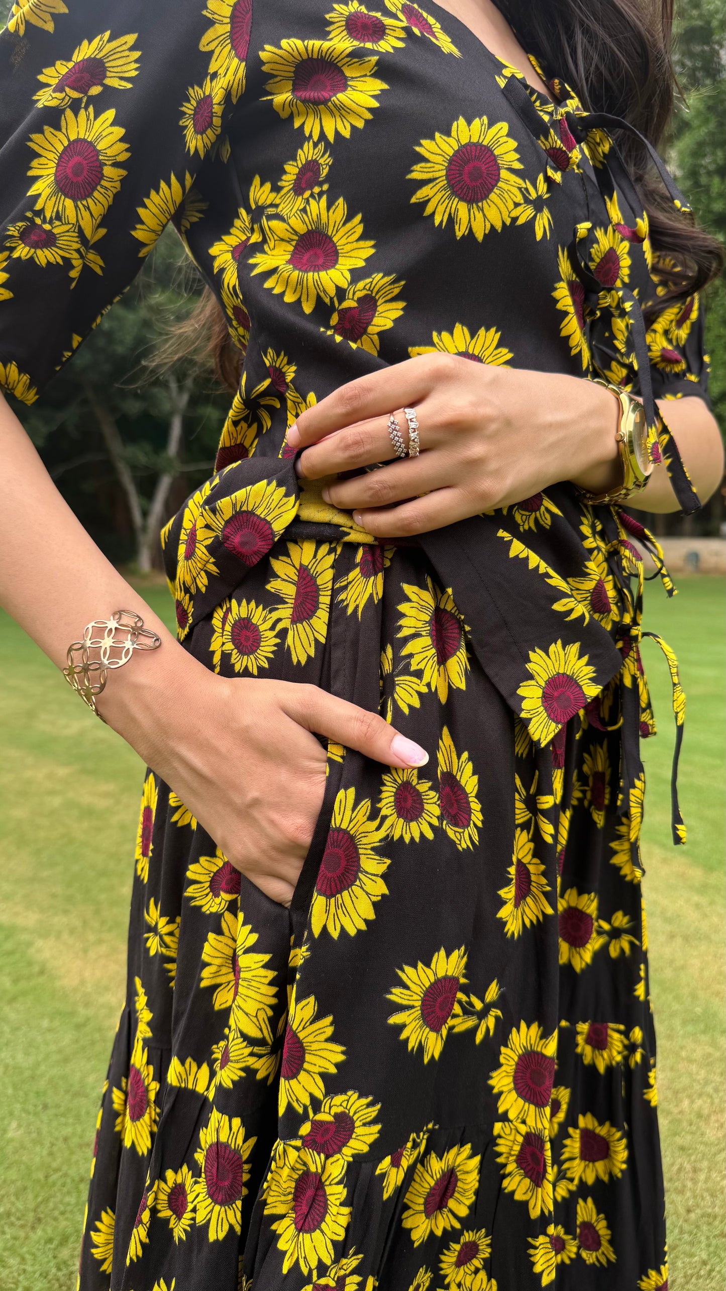Sunflower Heavy Tiered Skirt - Black (Premium Collection)