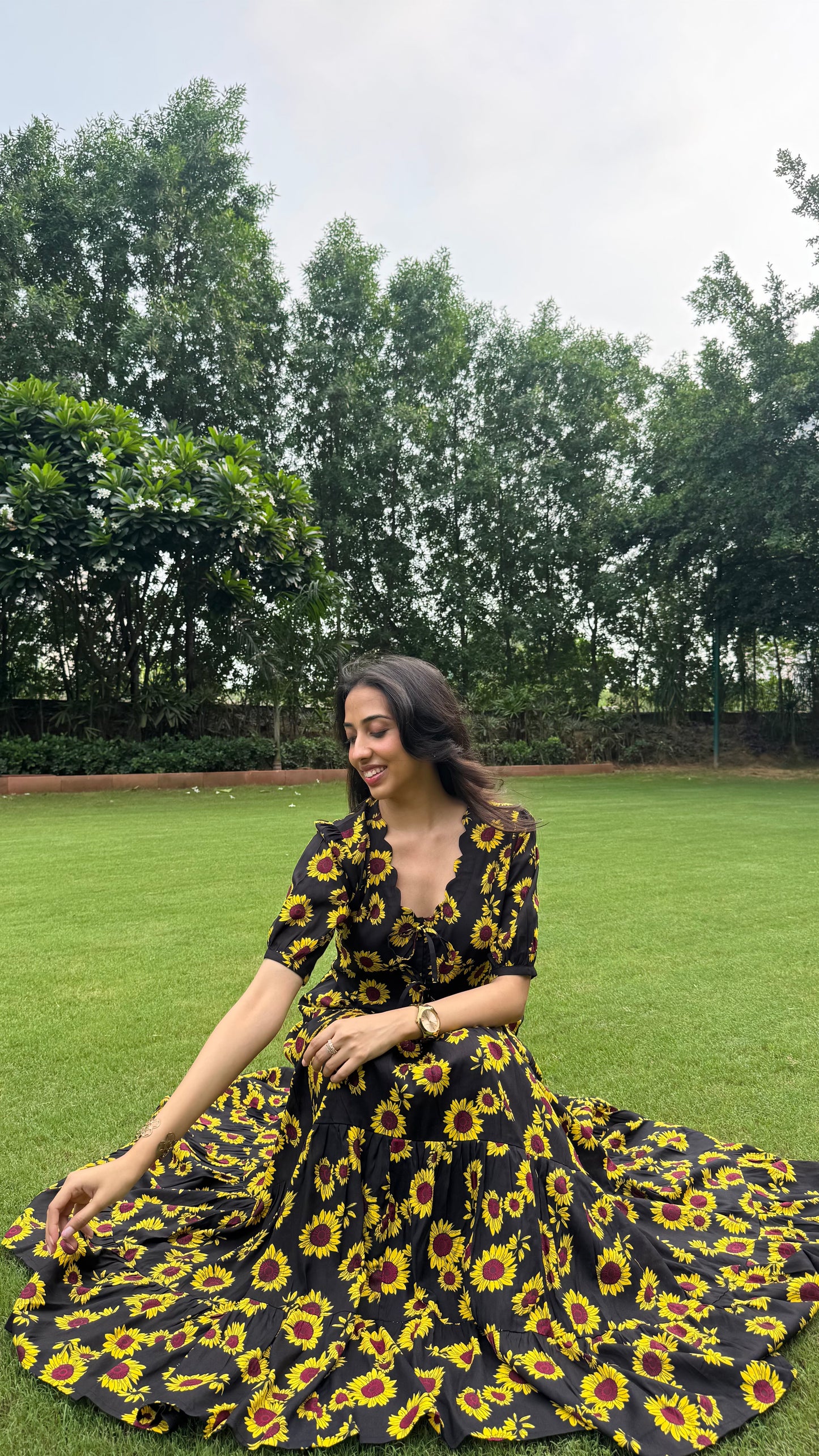 Sunflower Heavy Tiered Skirt - Black (Premium Collection)