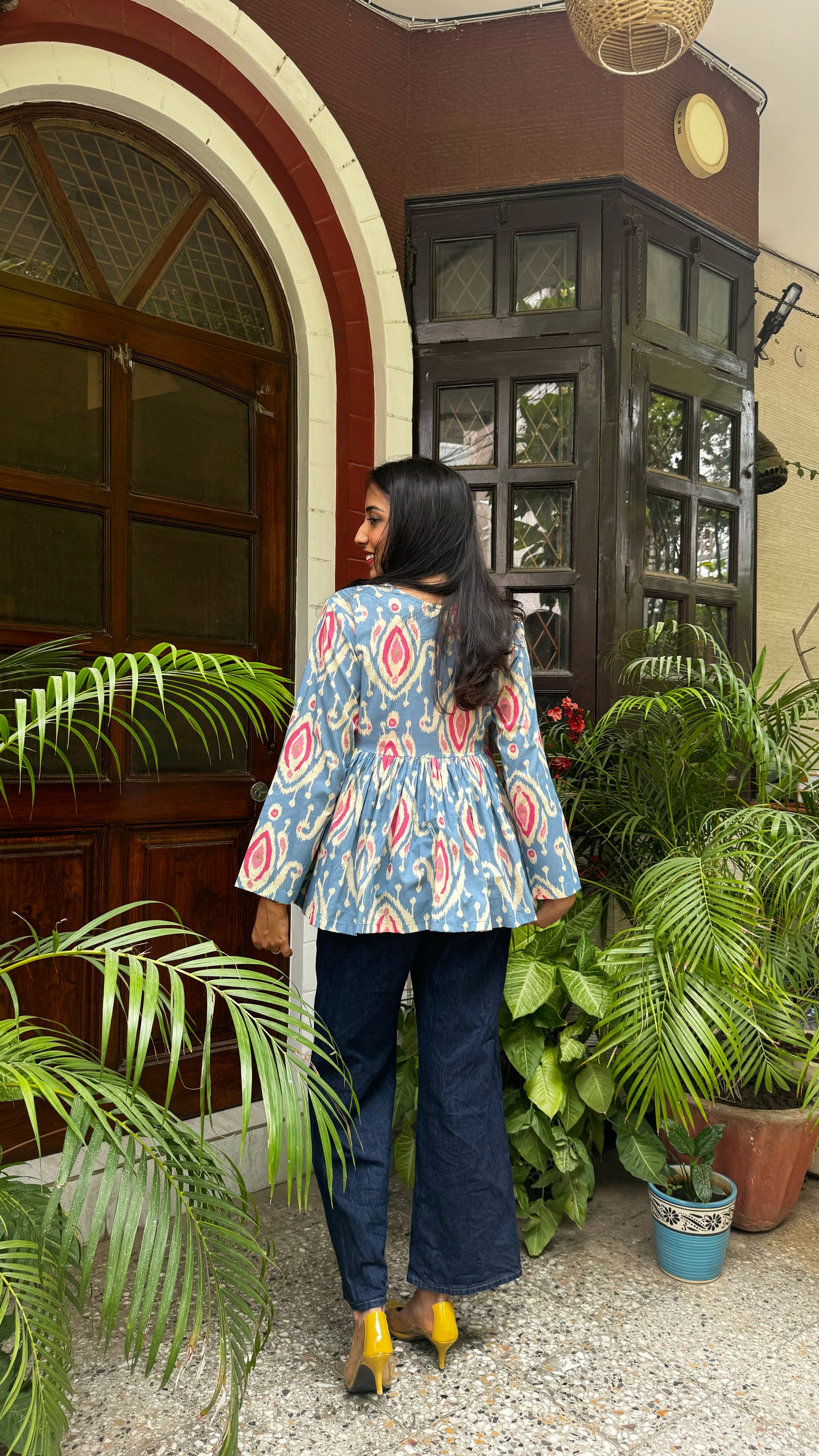 Maternity Dahlia Cotton Tunic - Blue