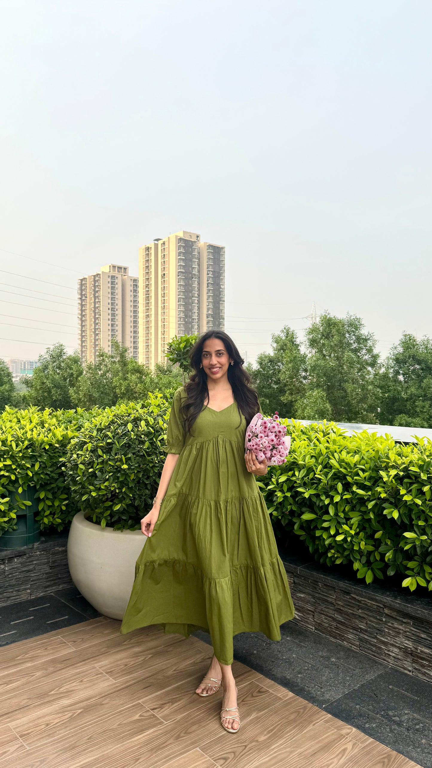 Splash of Color Cotton Maxi - Olive