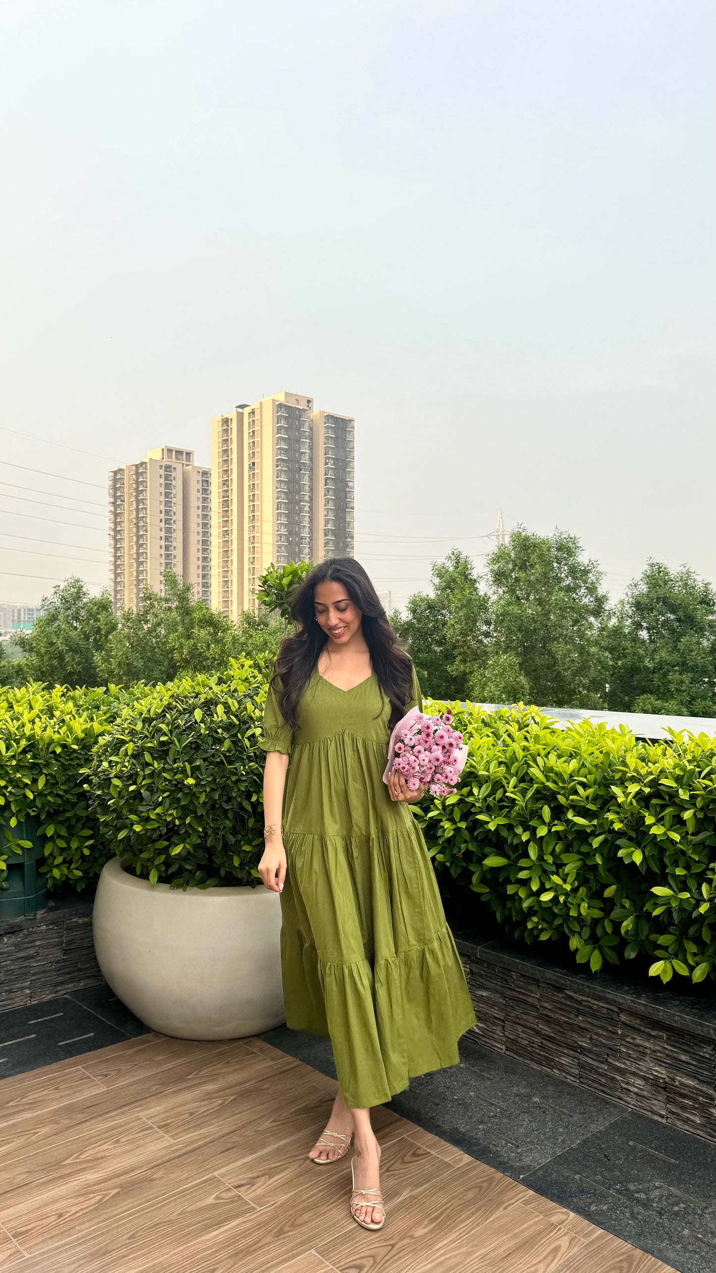Splash of Color Cotton Maxi - Olive