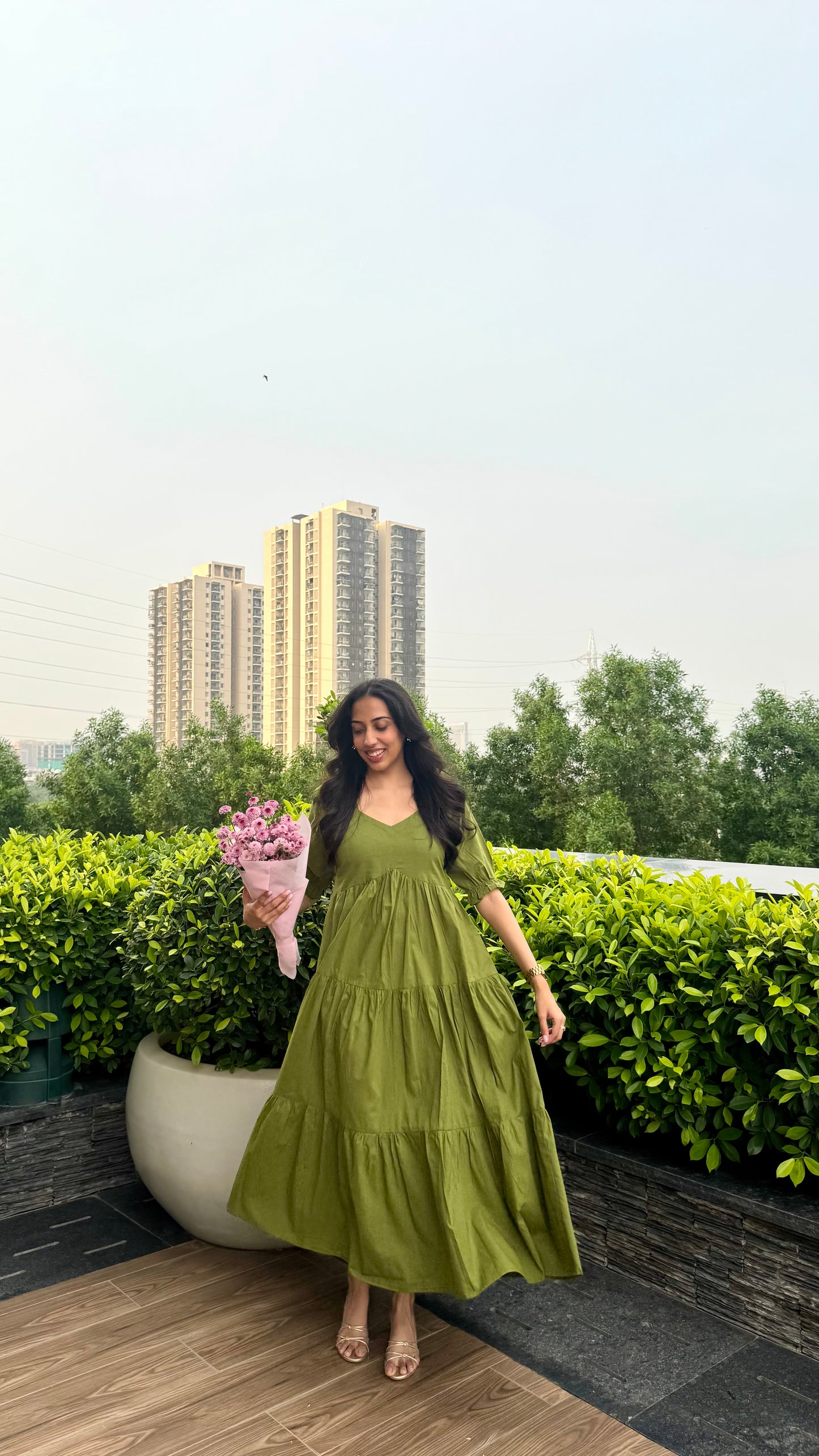 Splash of Color Cotton Maxi - Olive