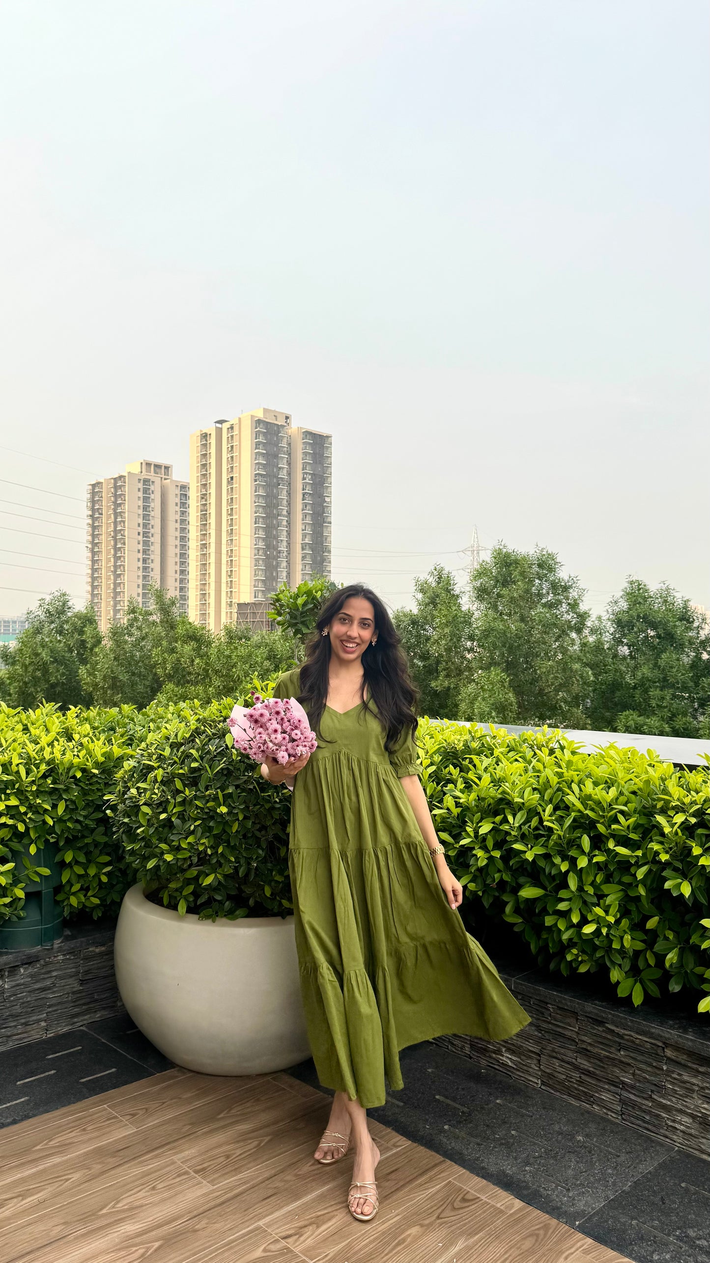 Splash of Color Cotton Maxi - Olive