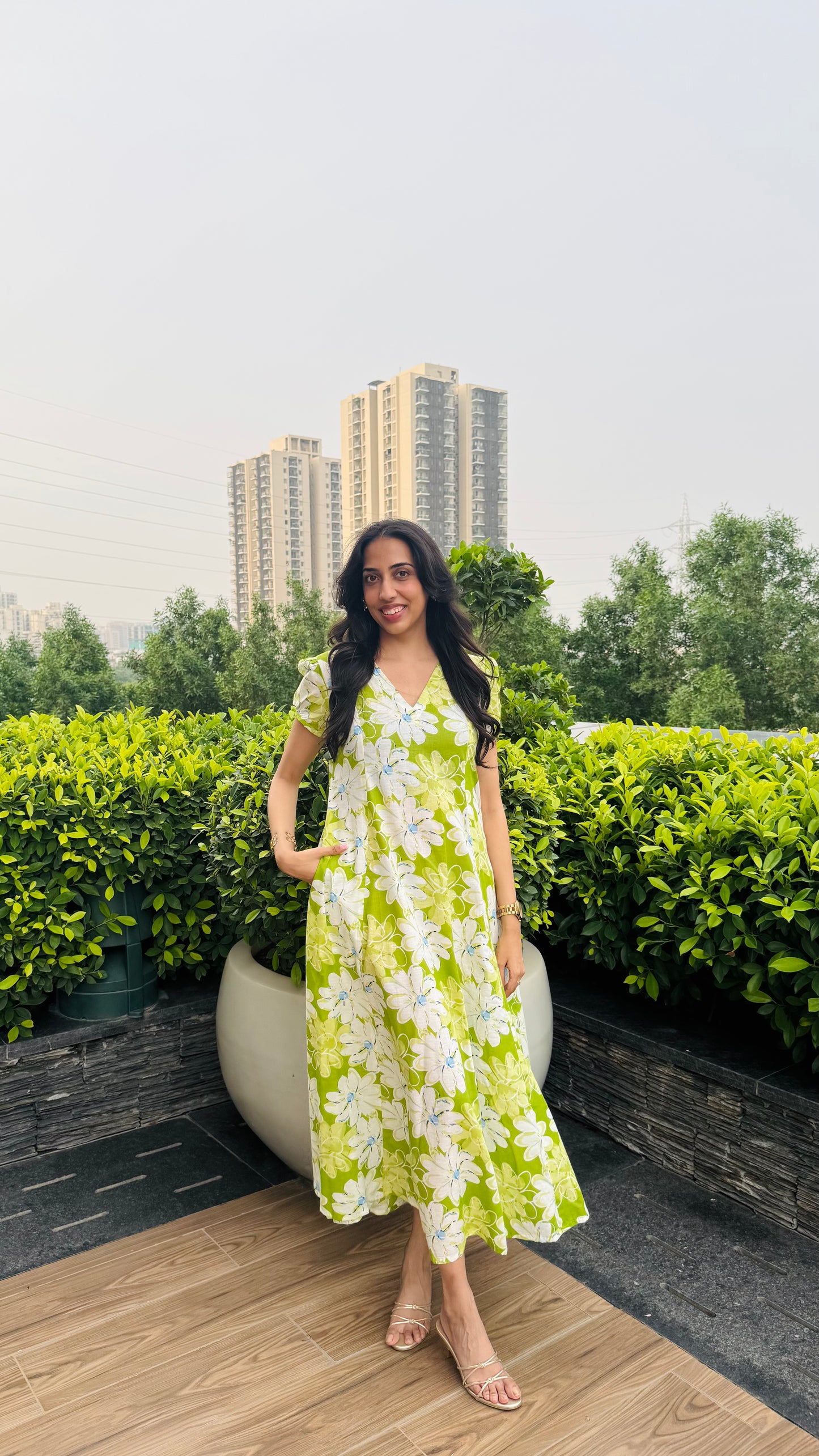 Jardín Cotton SunDress - Green (Premium Collection)