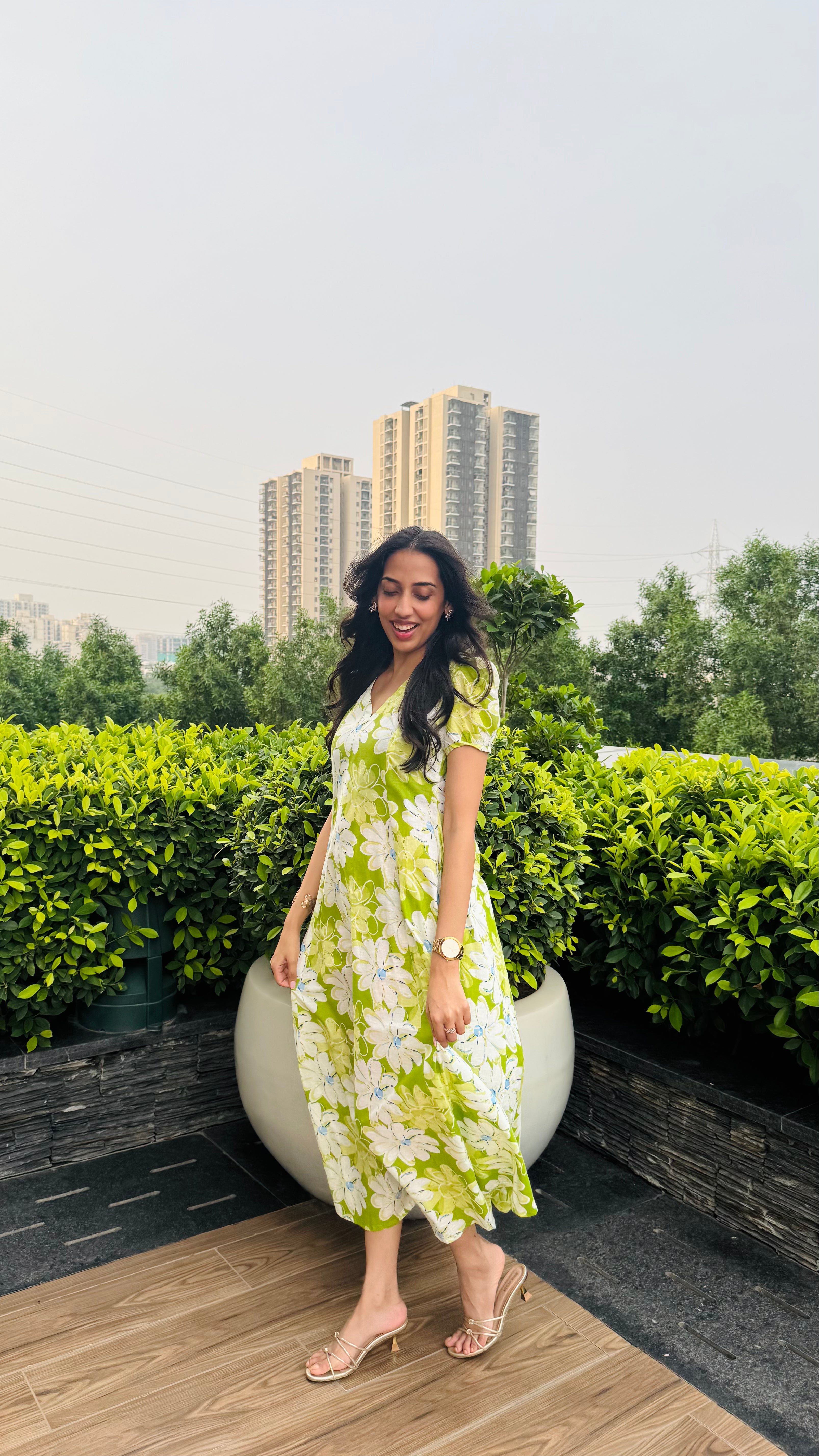 Jardín Cotton SunDress - Green (Premium Collection)