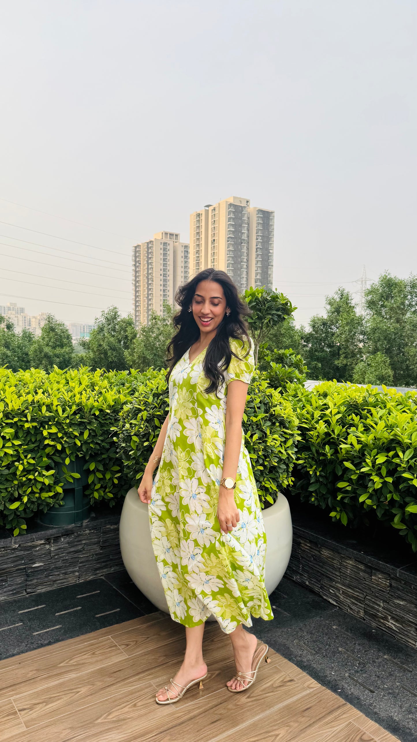 Jardín Cotton SunDress - Green (Premium Collection)