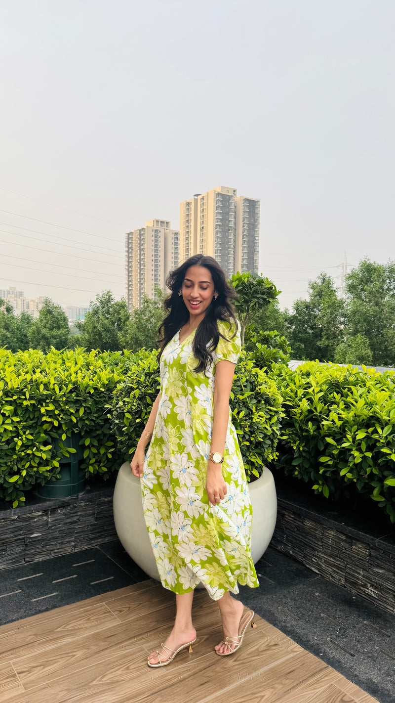 Jardín Cotton SunDress - Green (Premium Collection)