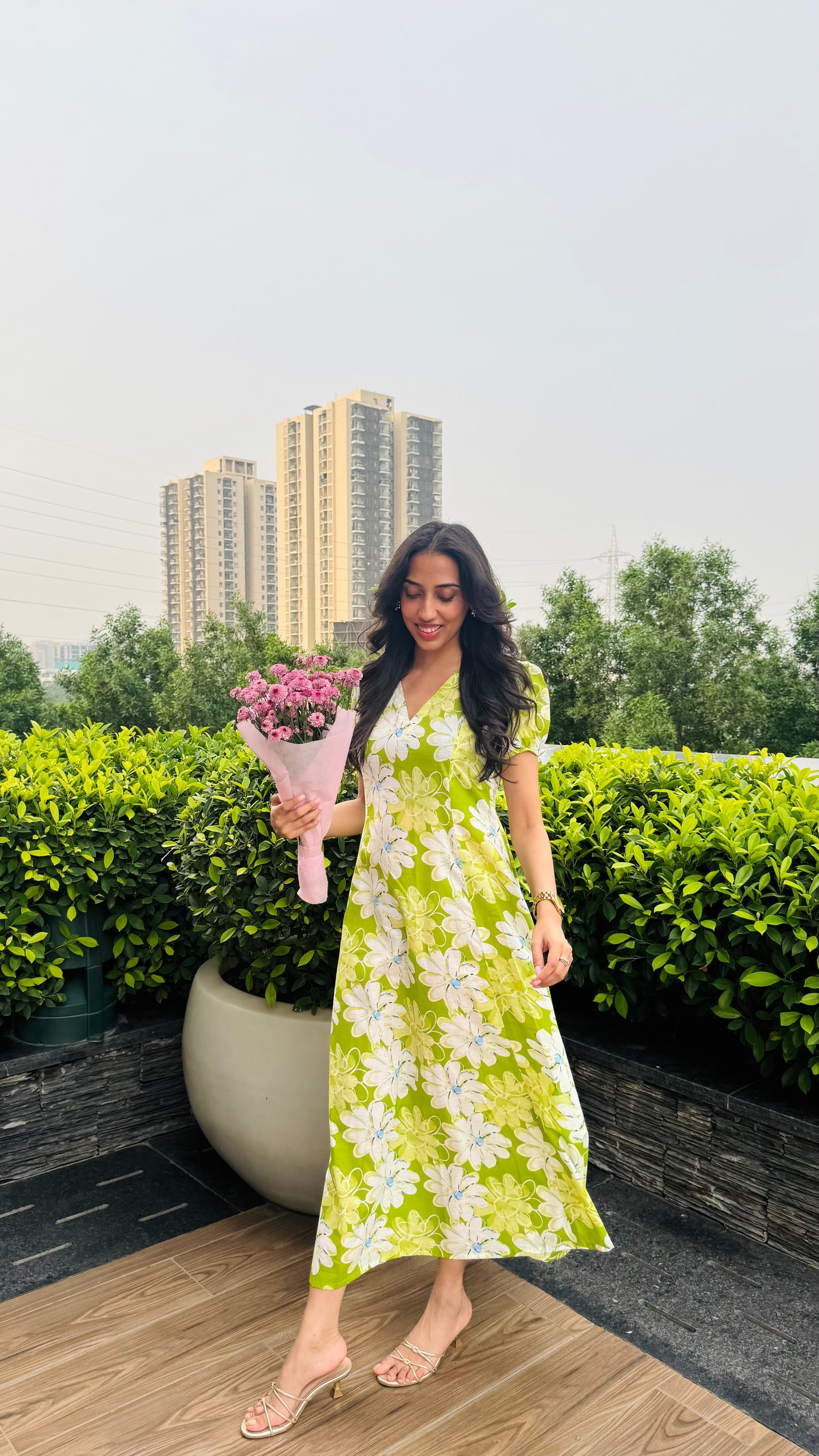 Jardín Cotton SunDress - Green (Premium Collection)