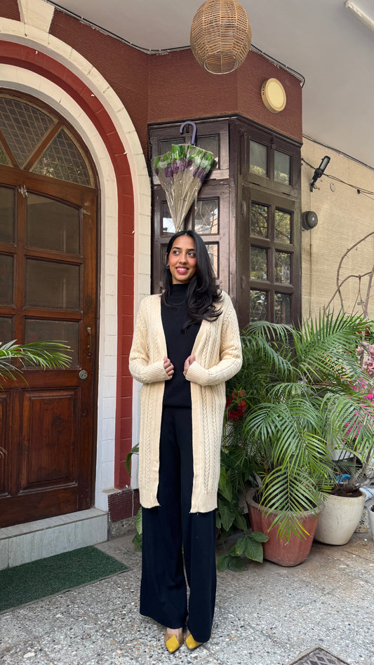 Cream Knit Shrug (Free Size)