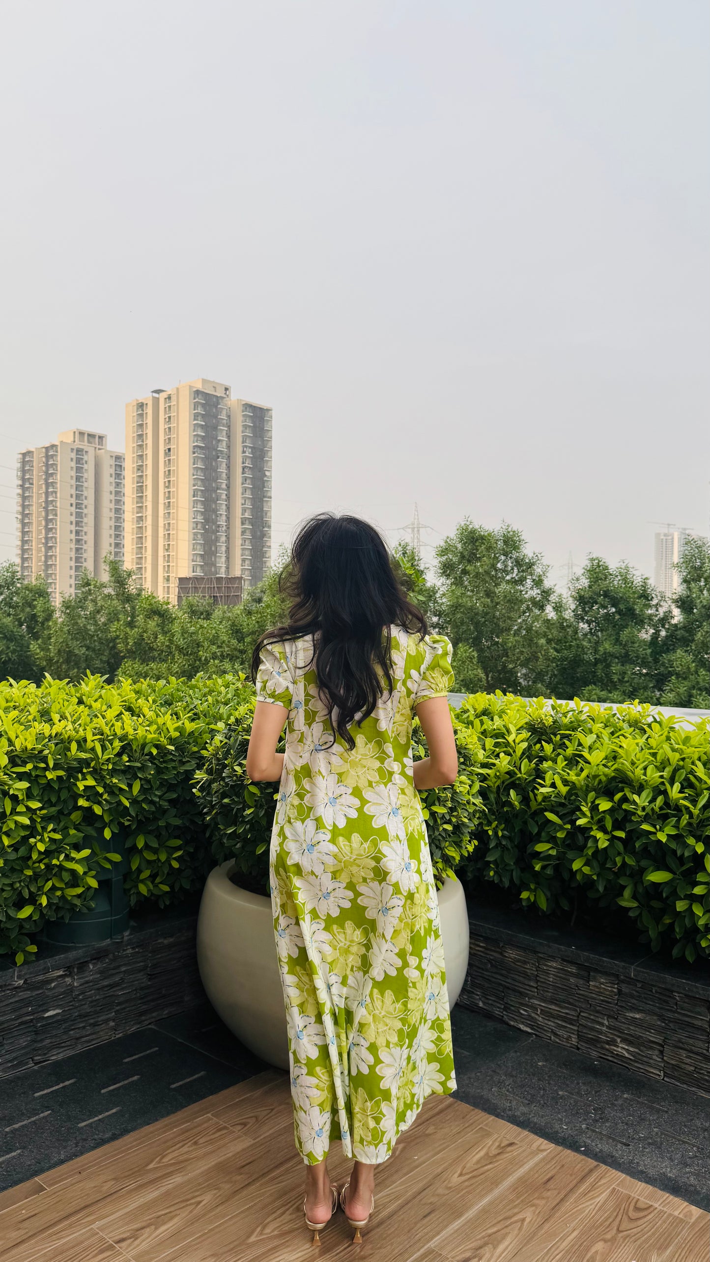 Jardín Cotton SunDress - Green (Premium Collection)