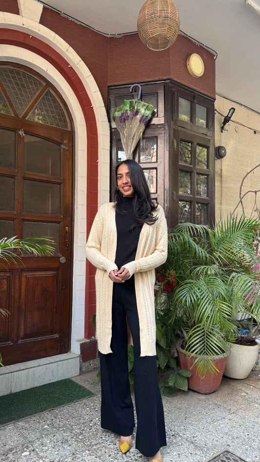 Cream Knit Shrug (Free Size)