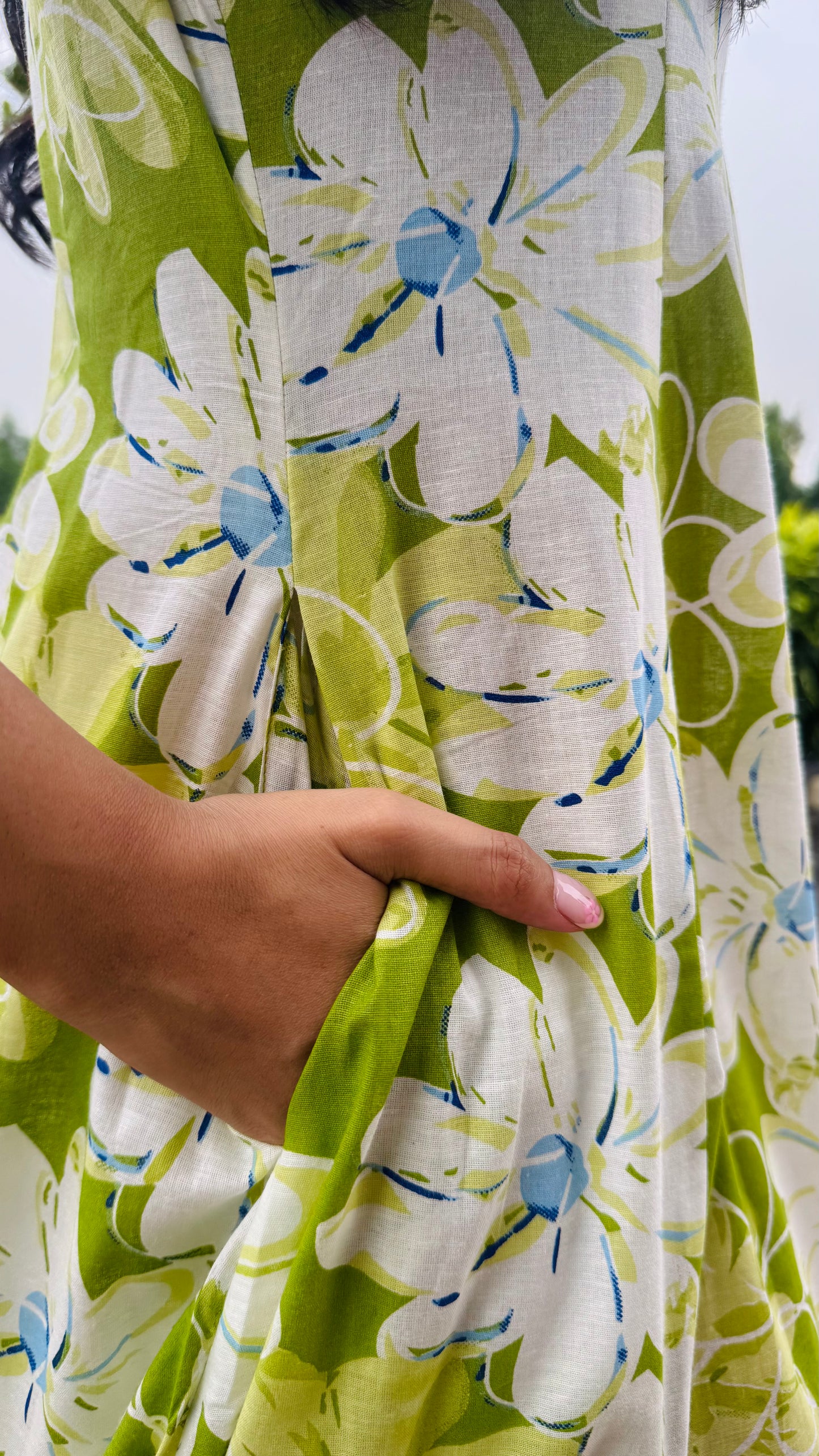 Jardín Cotton SunDress - Green (Premium Collection)