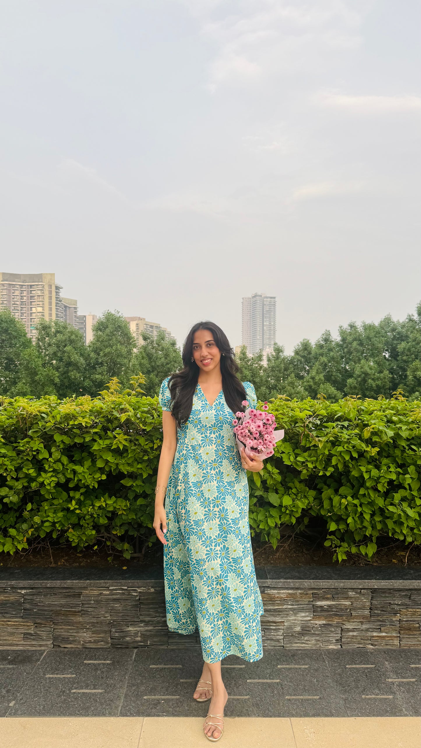 Jardín Cotton SunDress - Blue (Premium Collection)