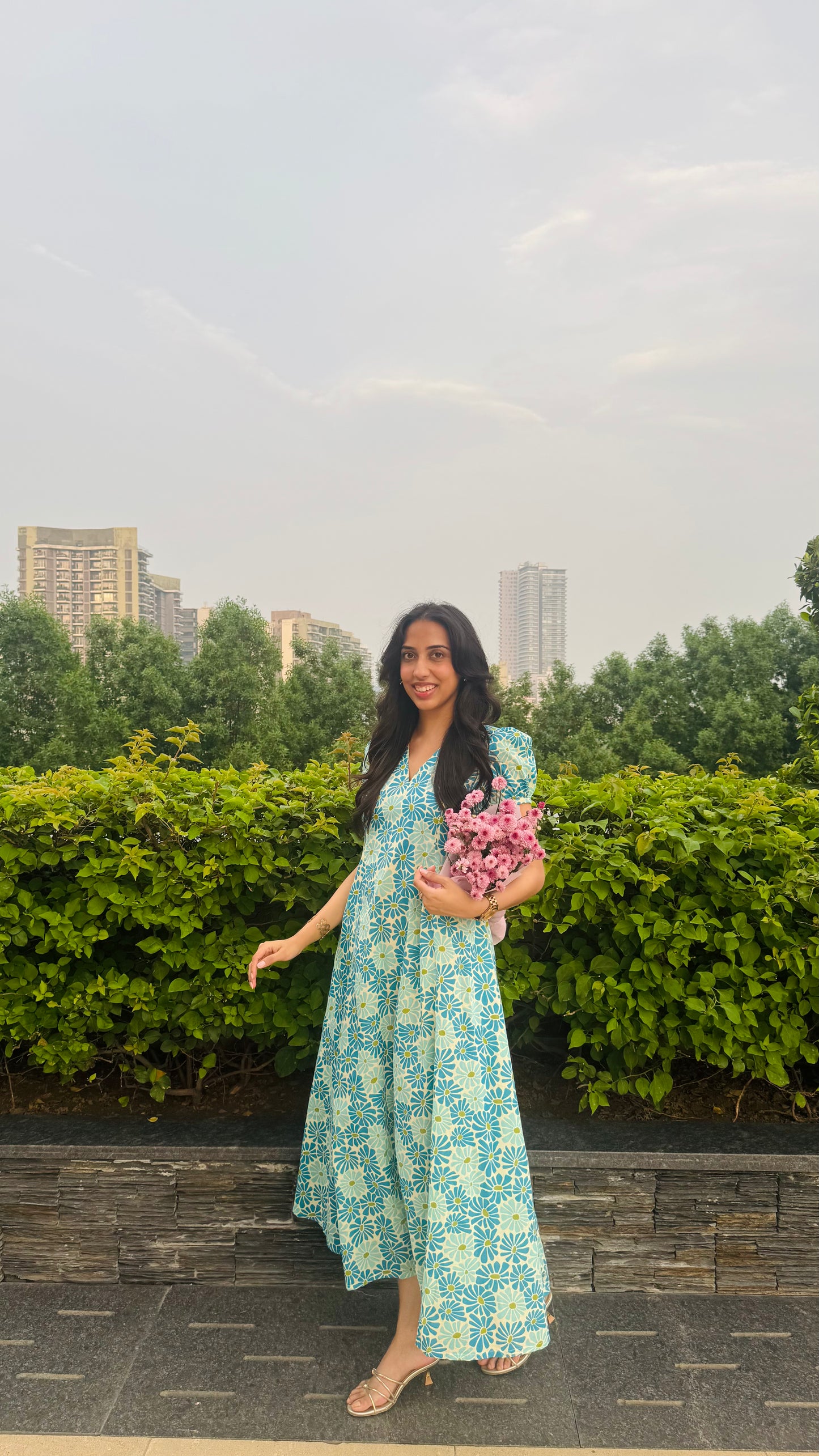 Jardín Cotton SunDress - Blue (Premium Collection)