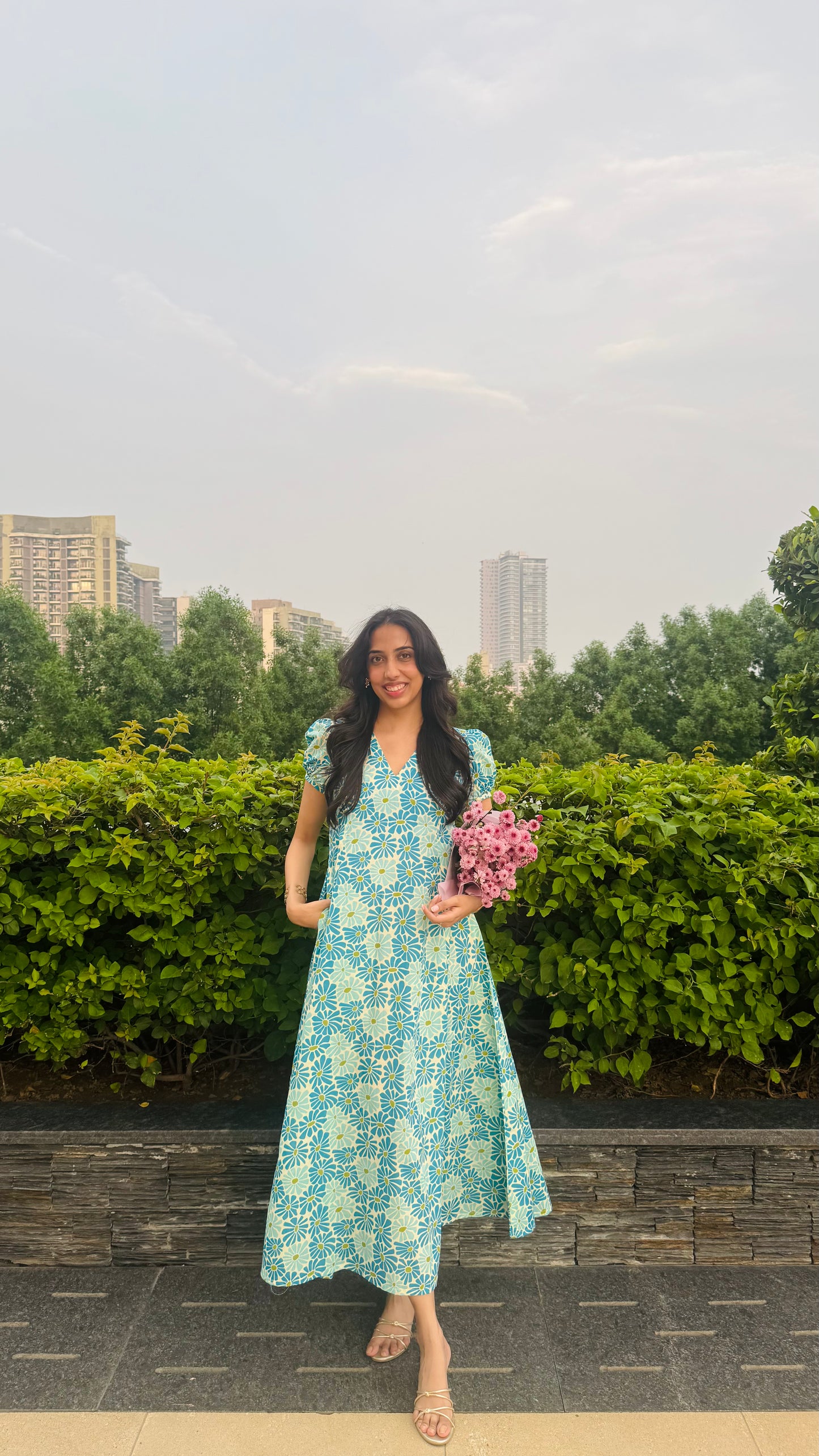 Jardín Cotton SunDress - Blue (Premium Collection)