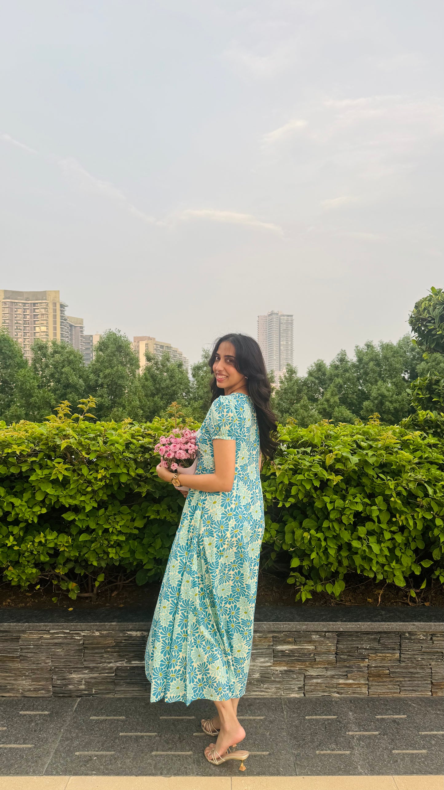 Jardín Cotton SunDress - Blue (Premium Collection)