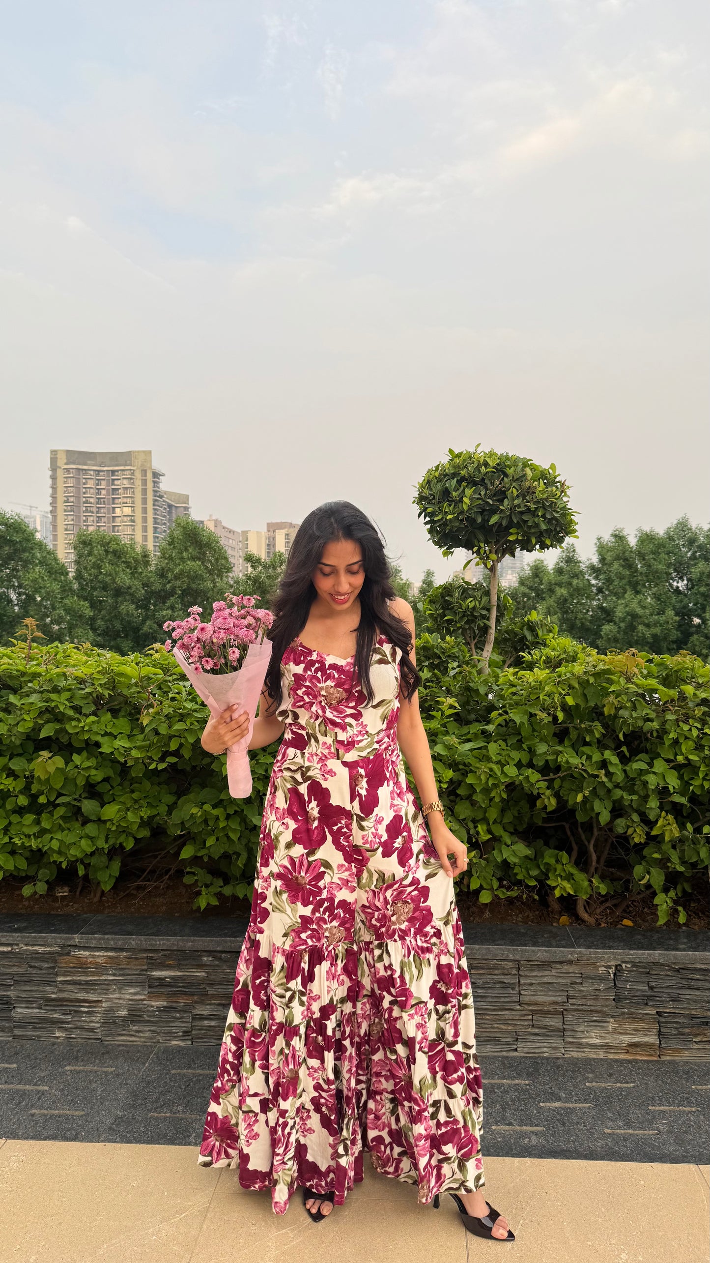 PRE - ORDER Desi Mix Tiered Jumpsuit Set -  Purple (Premium Collection)