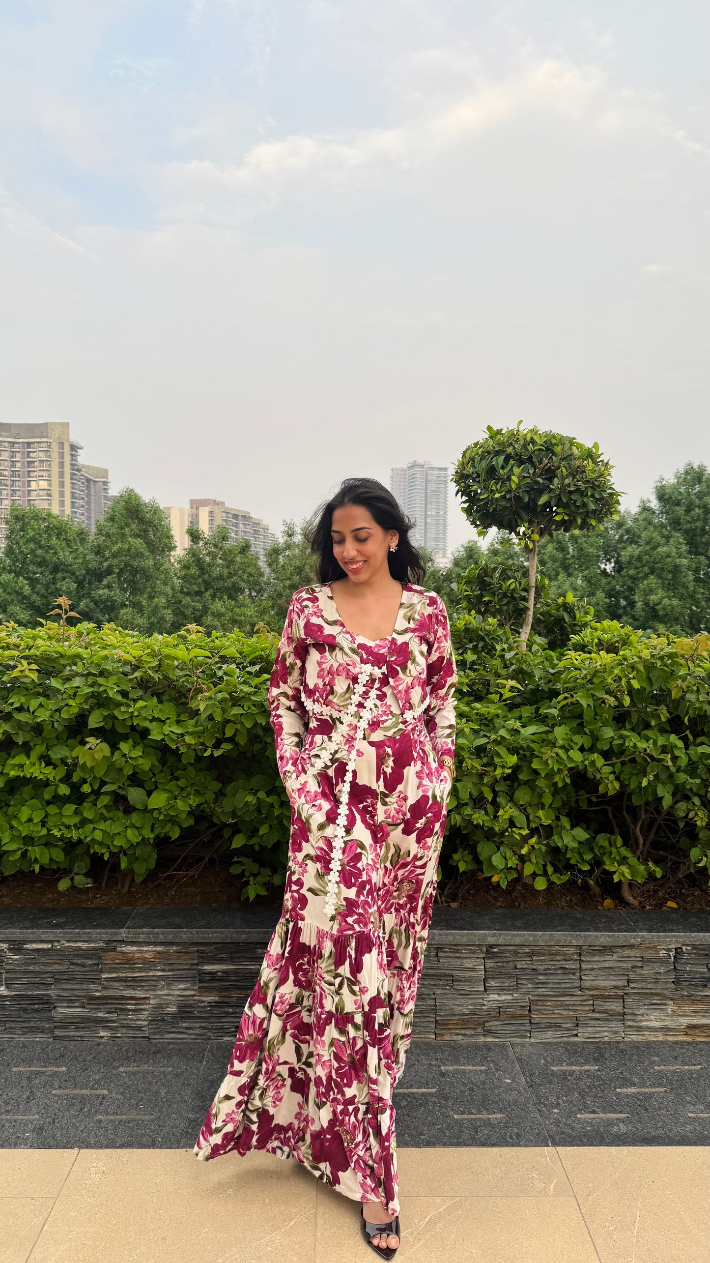 PRE - ORDER Desi Mix Tiered Jumpsuit Set -  Purple (Premium Collection)