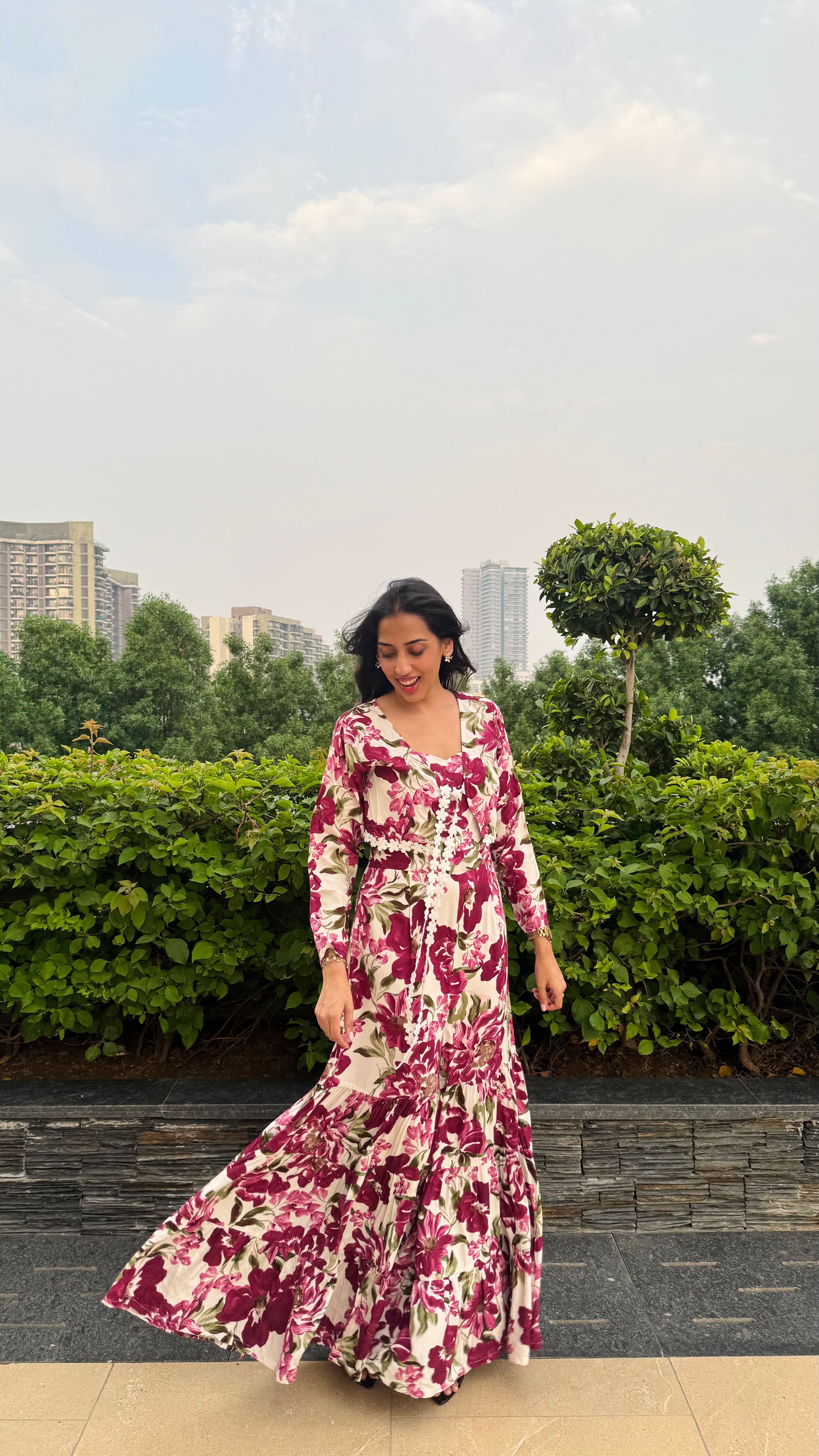 PRE - ORDER Desi Mix Tiered Jumpsuit Set -  Purple (Premium Collection)