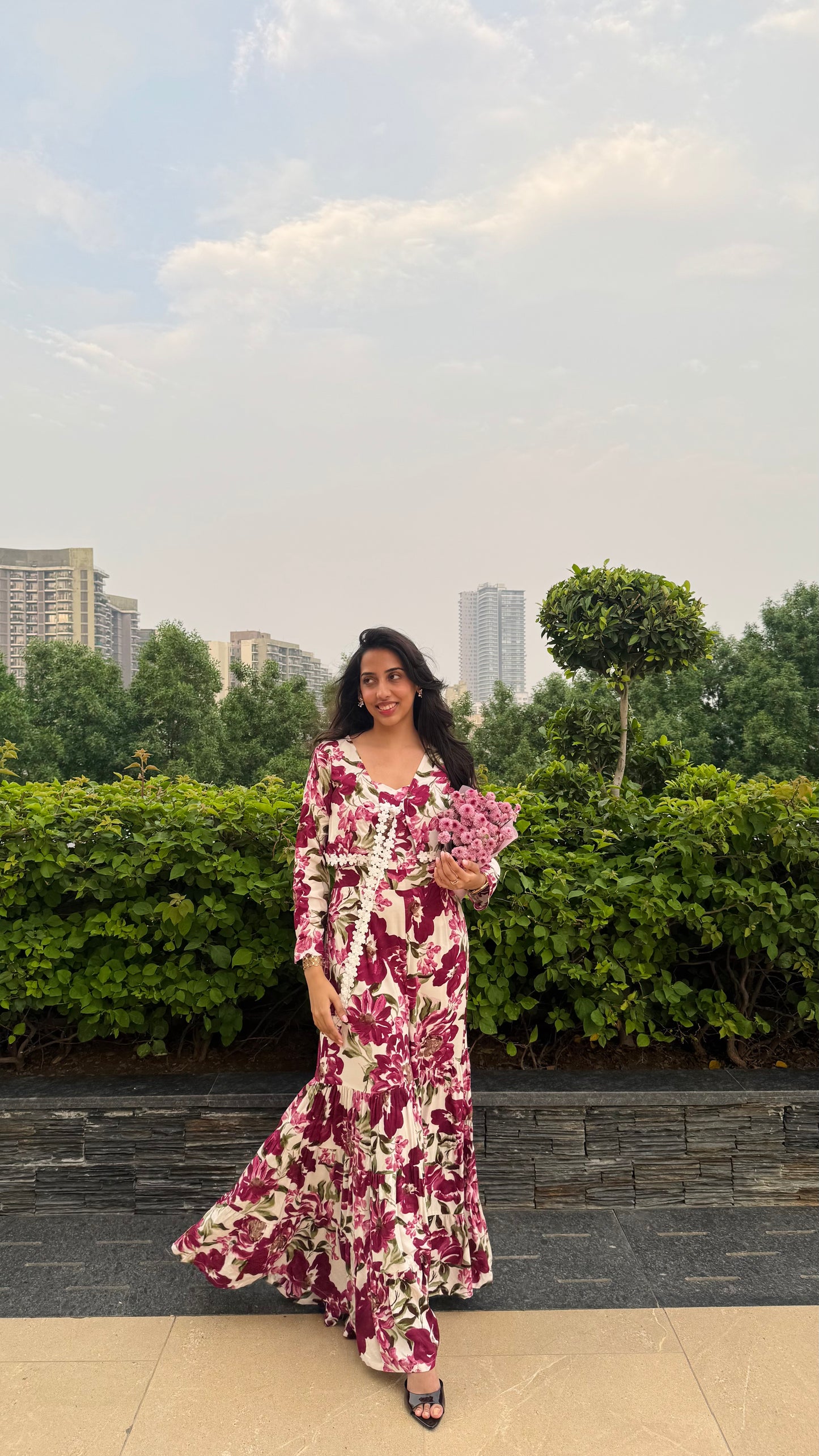 PRE - ORDER Desi Mix Tiered Jumpsuit Set -  Purple (Premium Collection)
