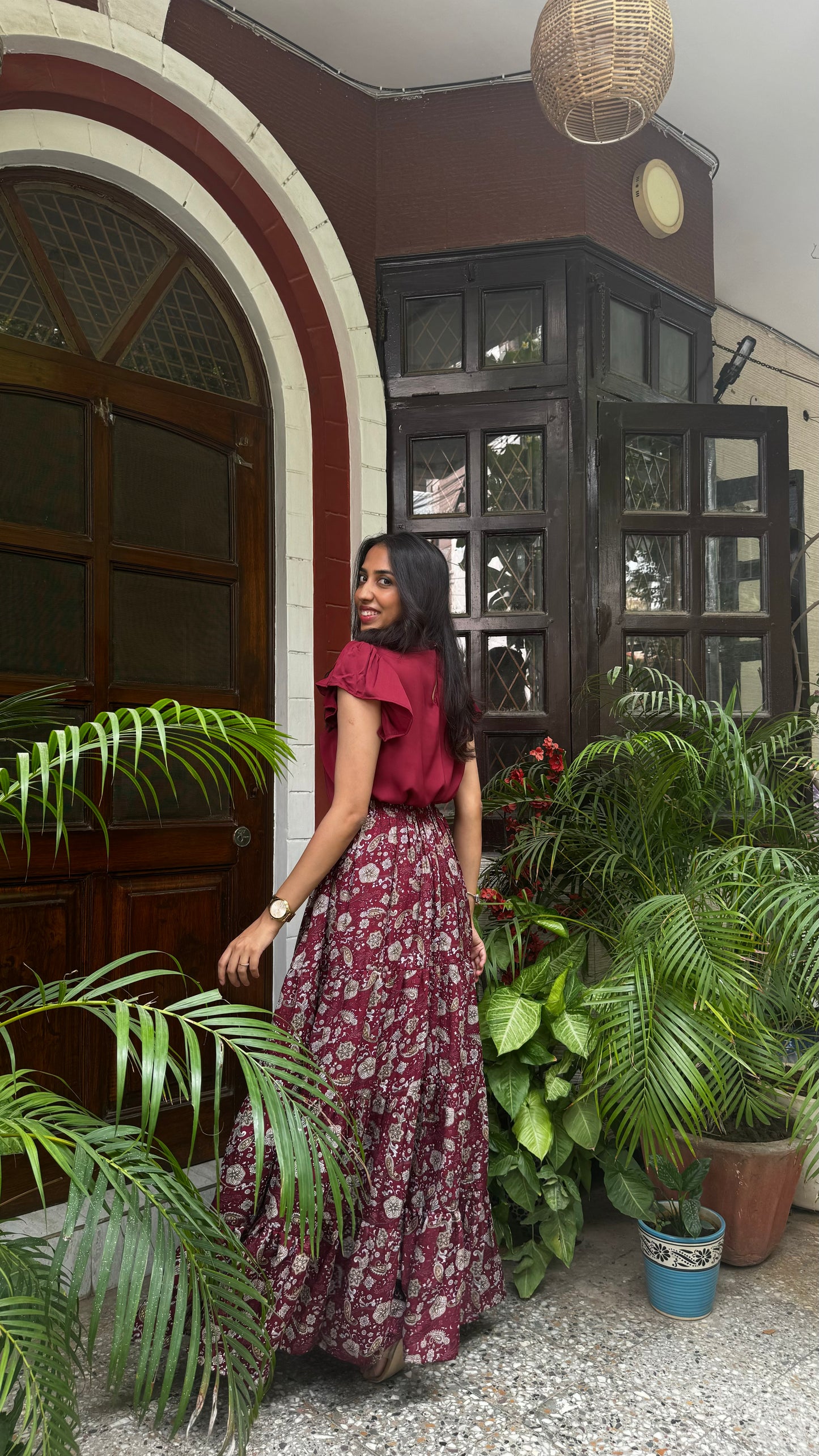 Twilight Heavy Tiered Skirt - Maroon
