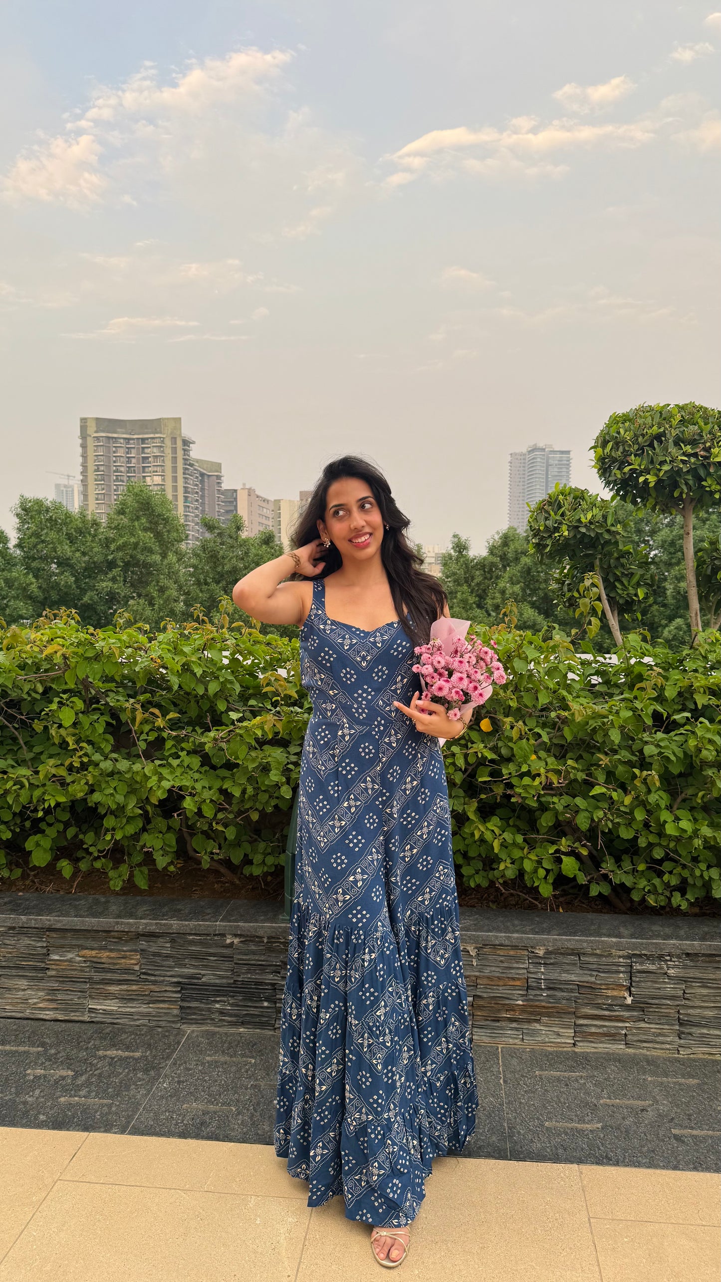 PRE-ORDER Desi Mix Tiered Jumpsuit Set -  Blue (Premium Collection)