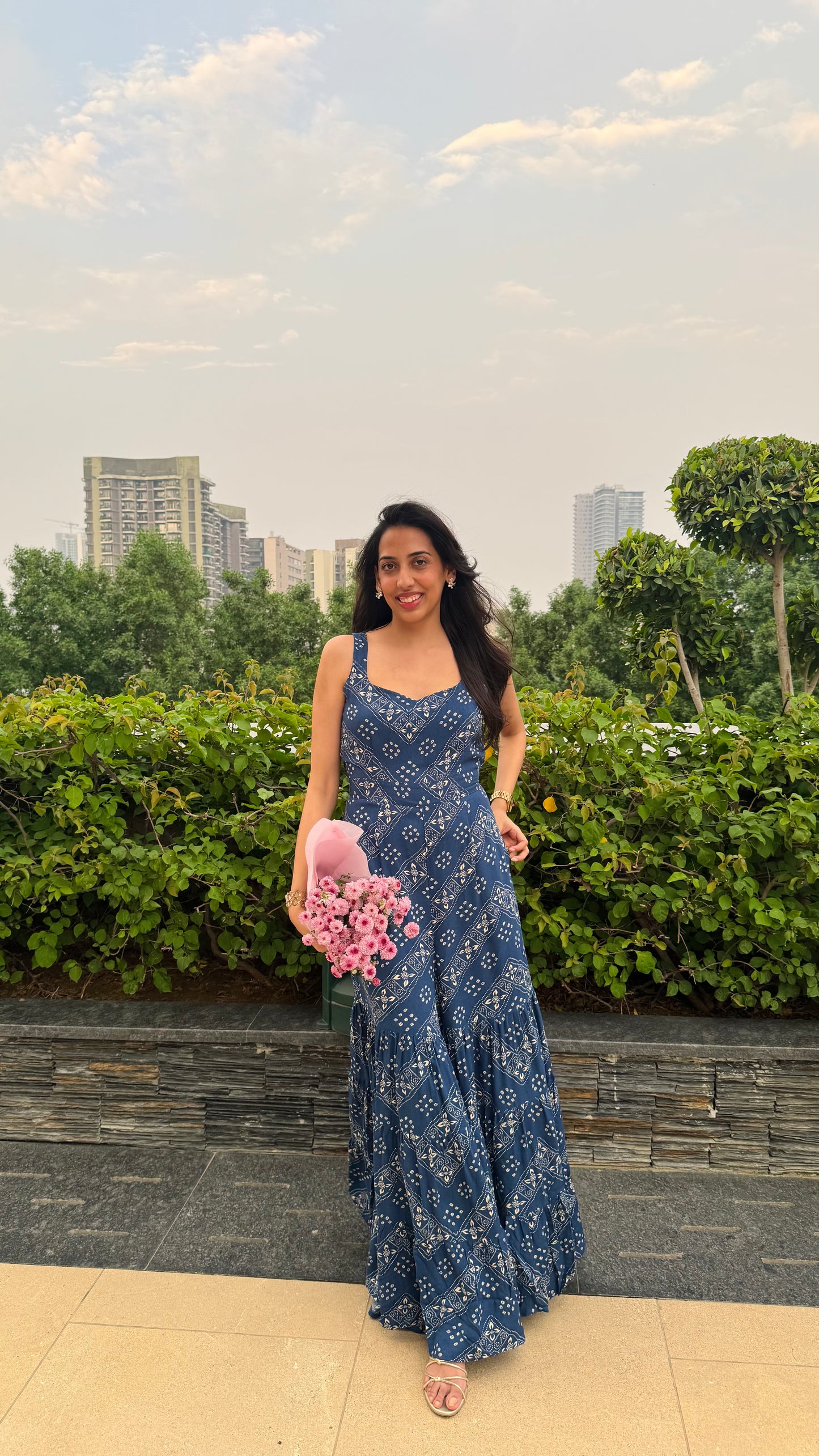 PRE-ORDER Desi Mix Tiered Jumpsuit Set -  Blue (Premium Collection)