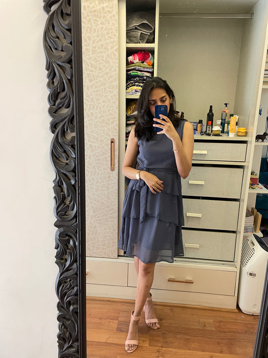 Success Georgette Dress- Blueish Grey