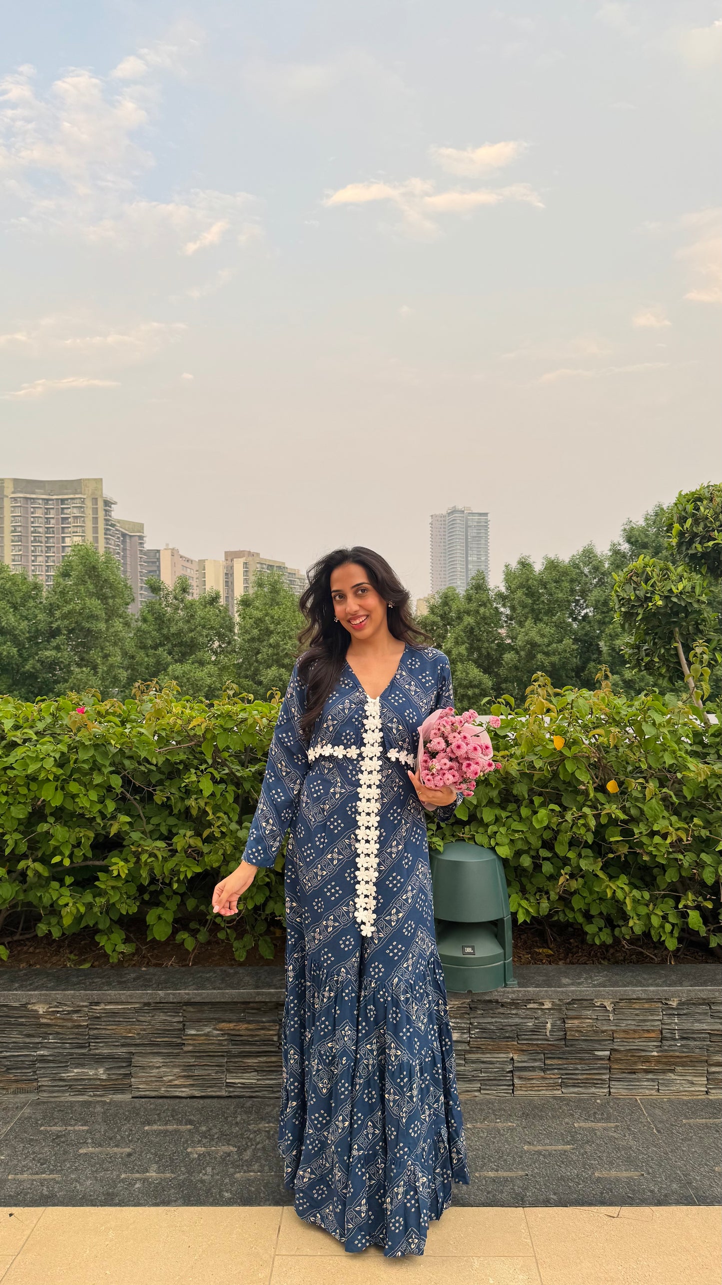 PRE-ORDER Desi Mix Tiered Jumpsuit Set -  Blue (Premium Collection)