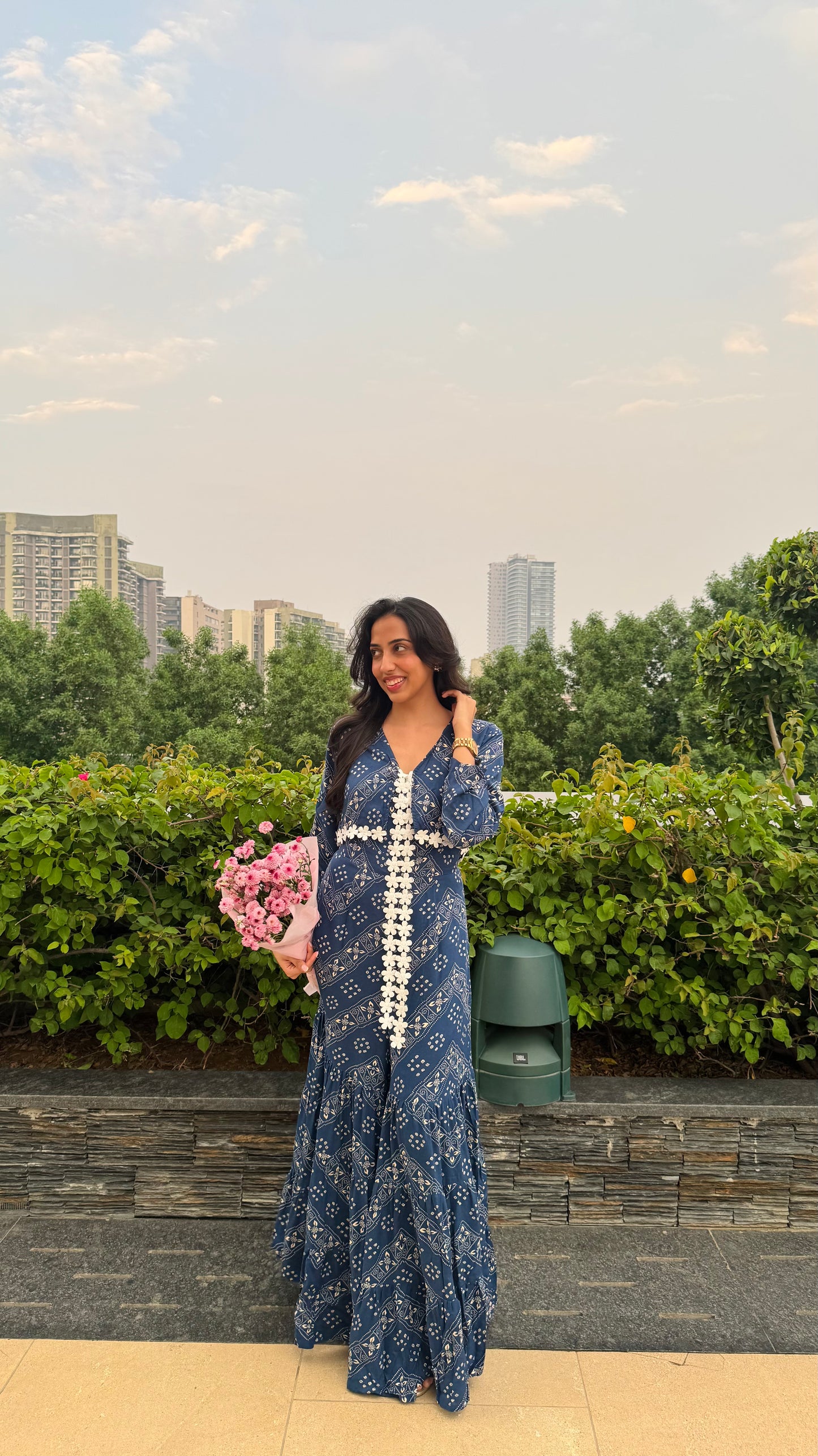 PRE-ORDER Desi Mix Tiered Jumpsuit Set -  Blue (Premium Collection)