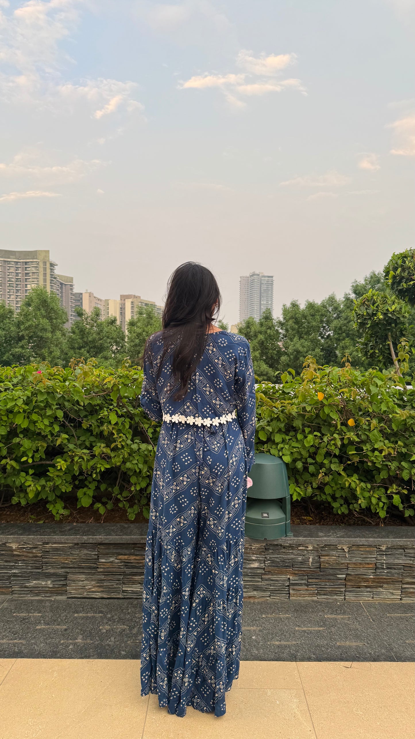 PRE-ORDER Desi Mix Tiered Jumpsuit Set -  Blue (Premium Collection)