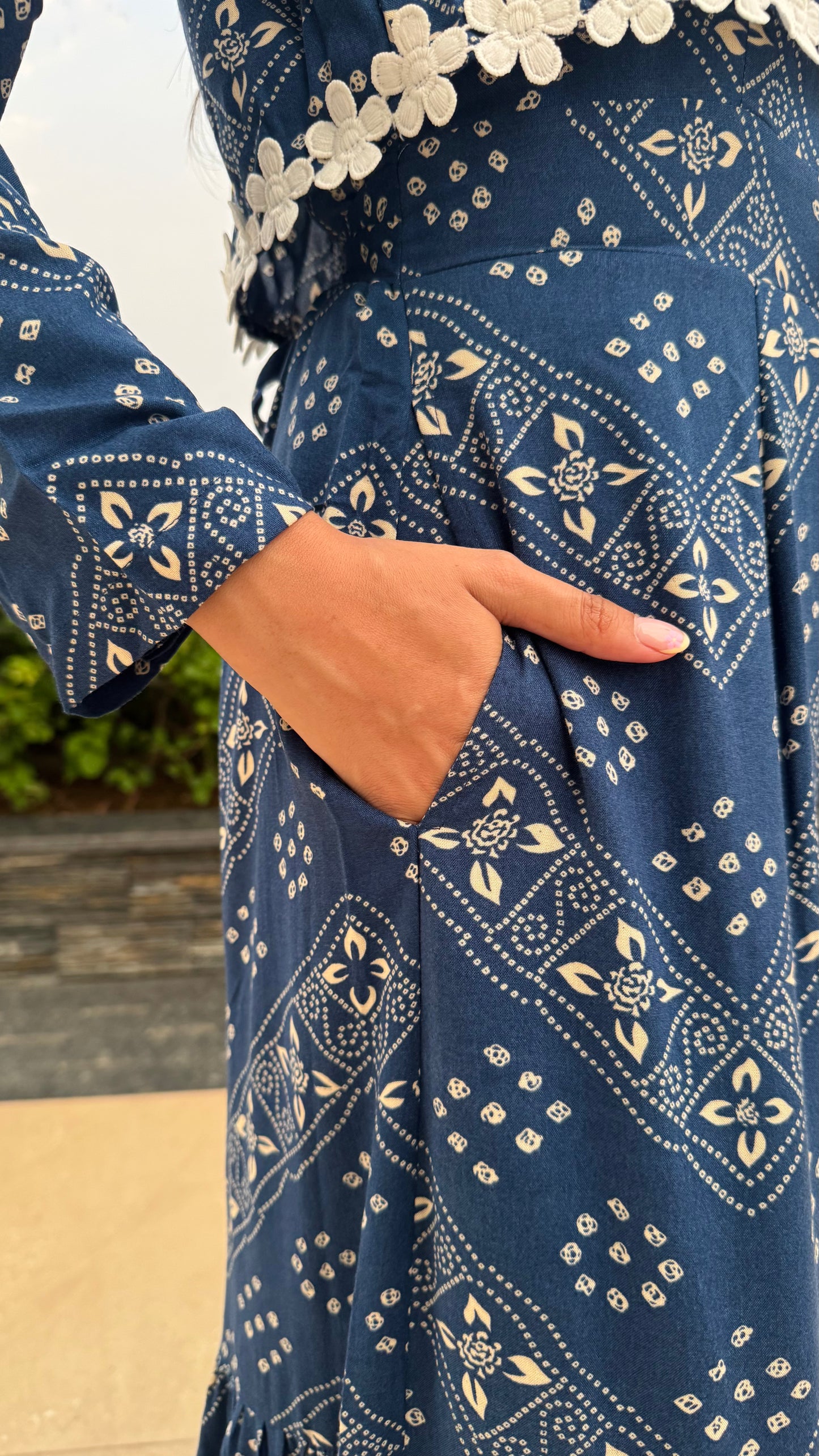 PRE-ORDER Desi Mix Tiered Jumpsuit Set -  Blue (Premium Collection)