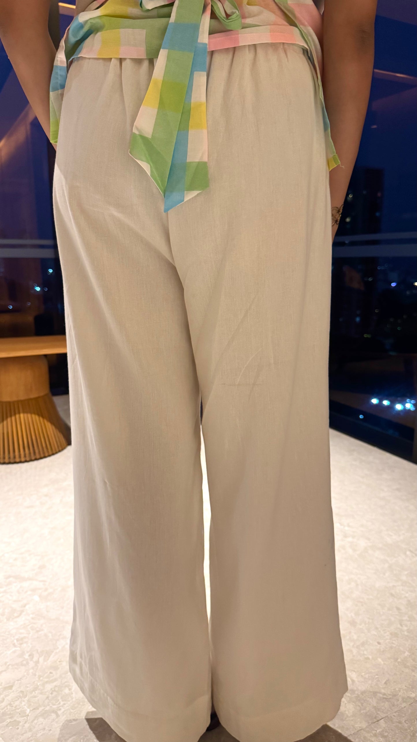 No Transy Cotton-Linen Lowers – White