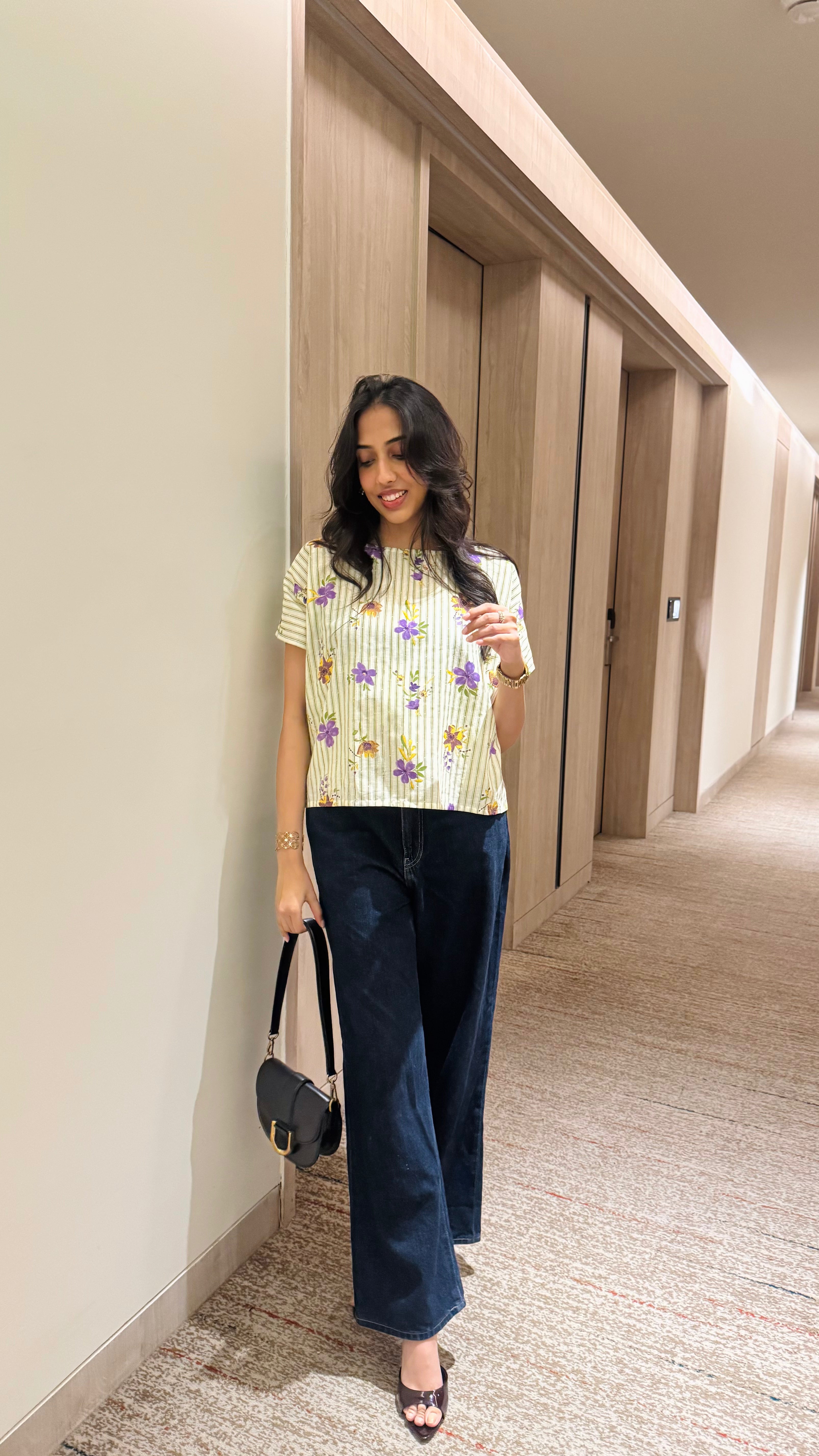 Pastel Crush Free Size Cotton Top - Floral Green  (Premium Collection)