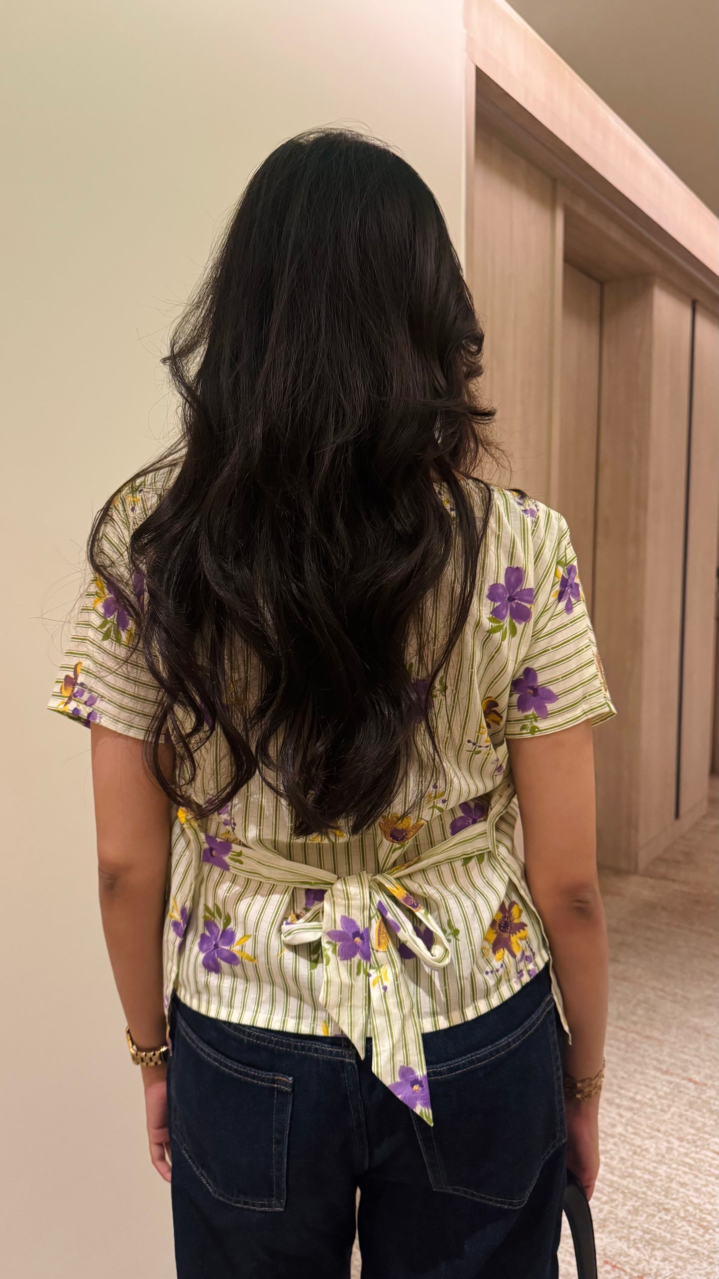 Pastel Crush Free Size Cotton Top - Floral Green  (Premium Collection)
