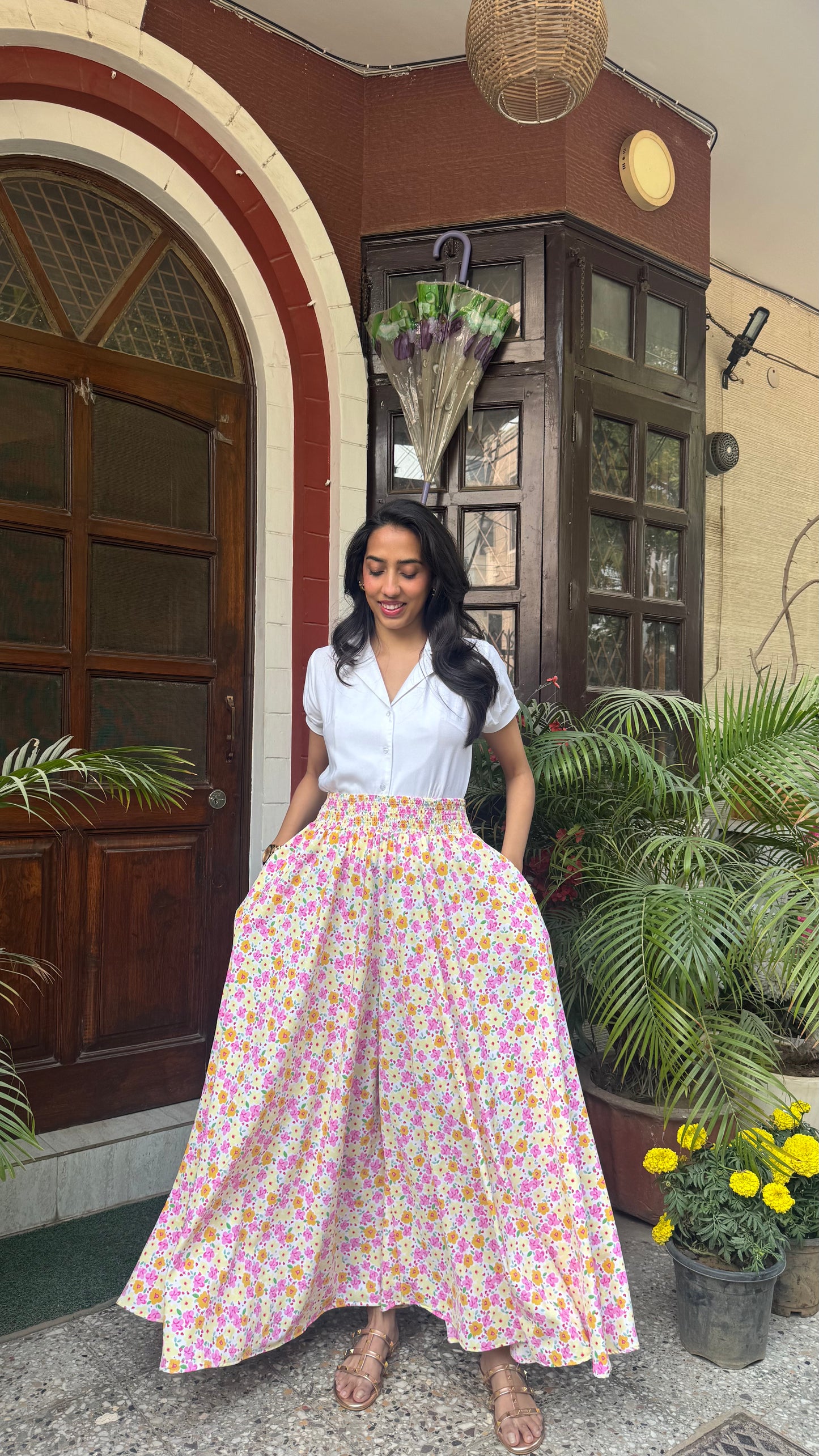 Happy Floral Palazzo (Free Size)