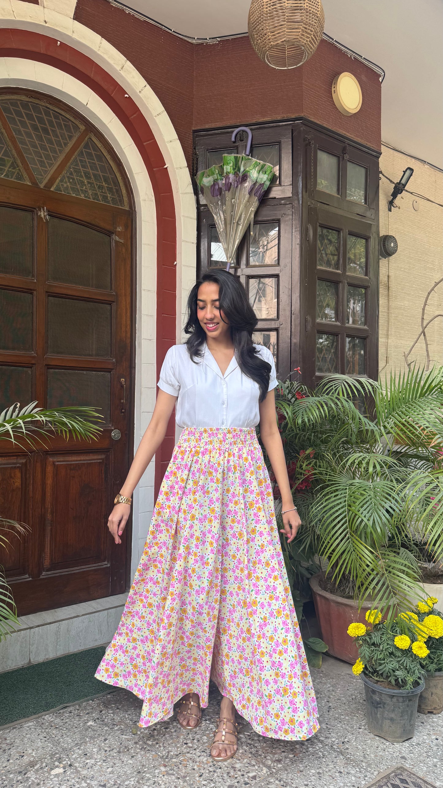 Happy Floral Palazzo (Free Size)