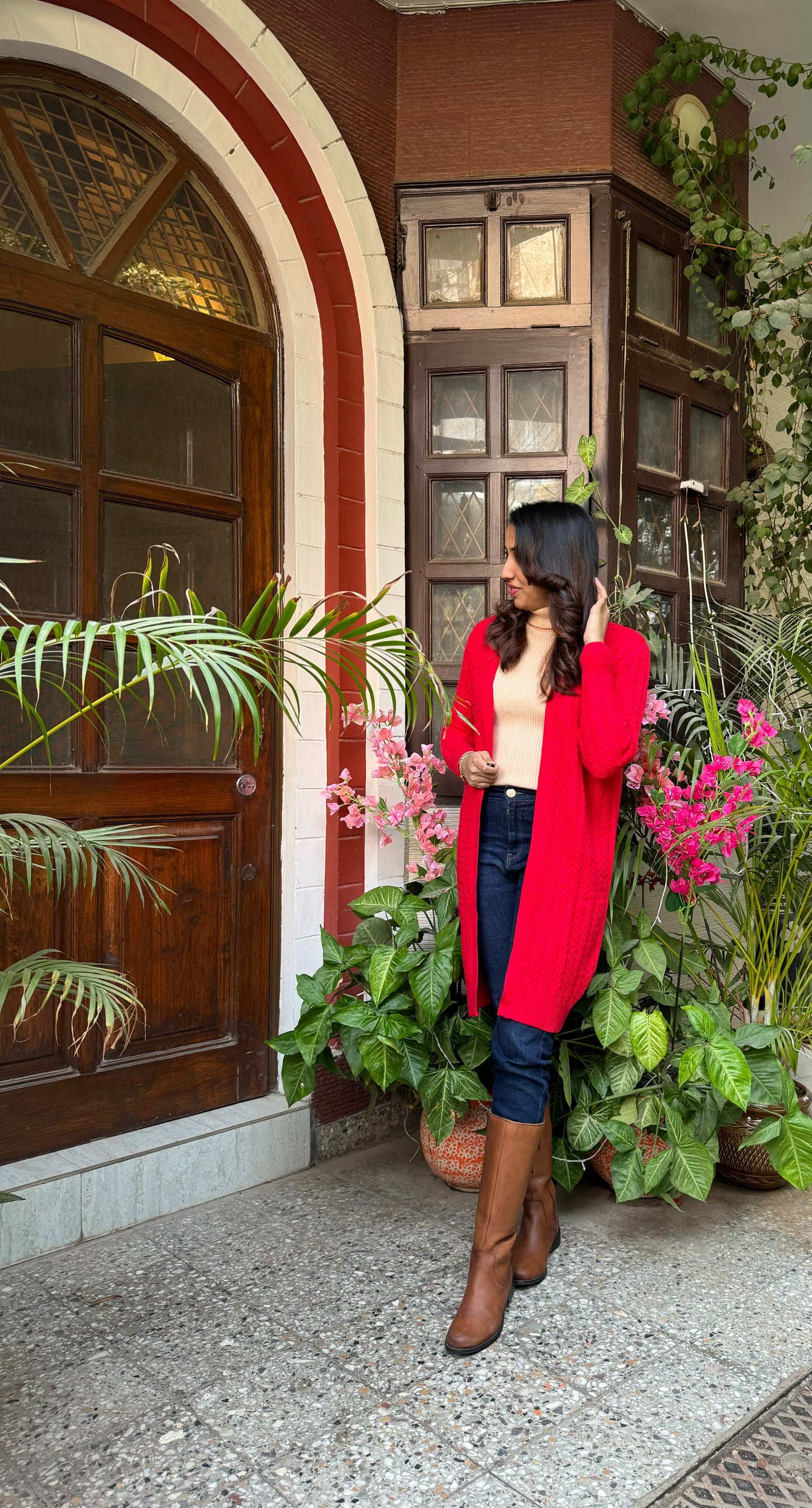 Red Knit Shrug (Free Size)