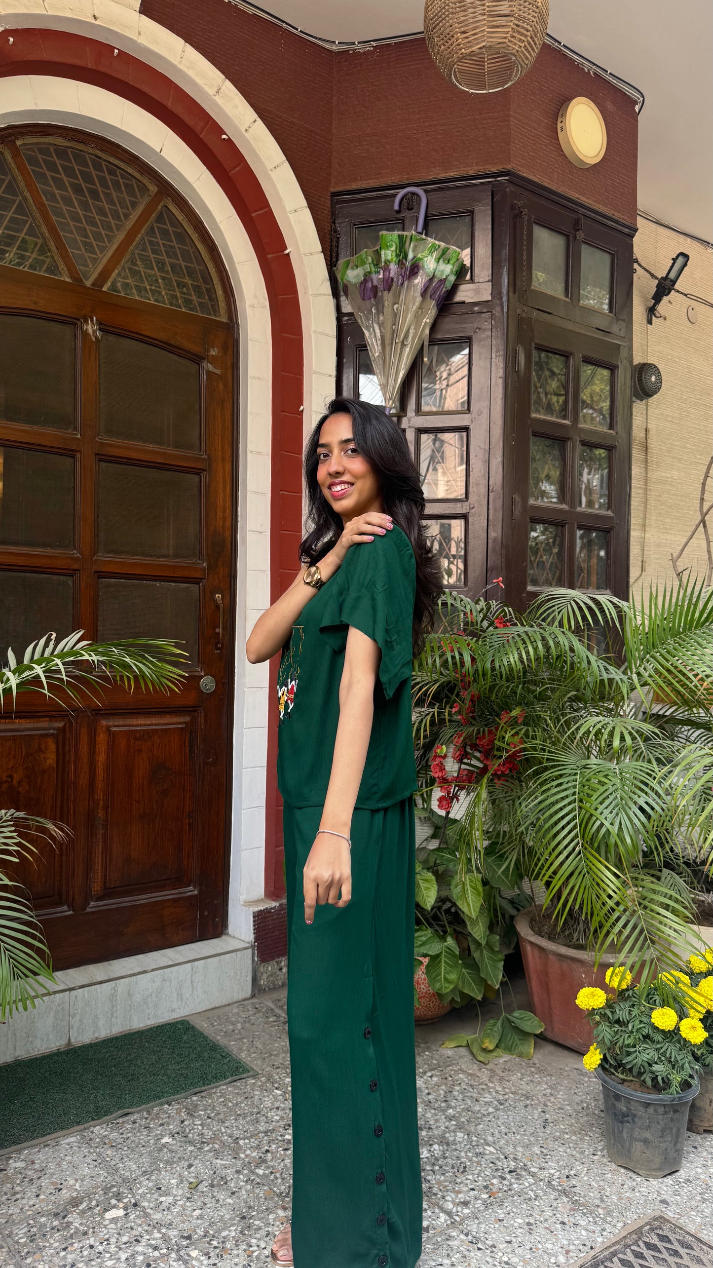 Swinging into Summer Set- Green (Premium Collection) - WITH SLEEVES FABRIC