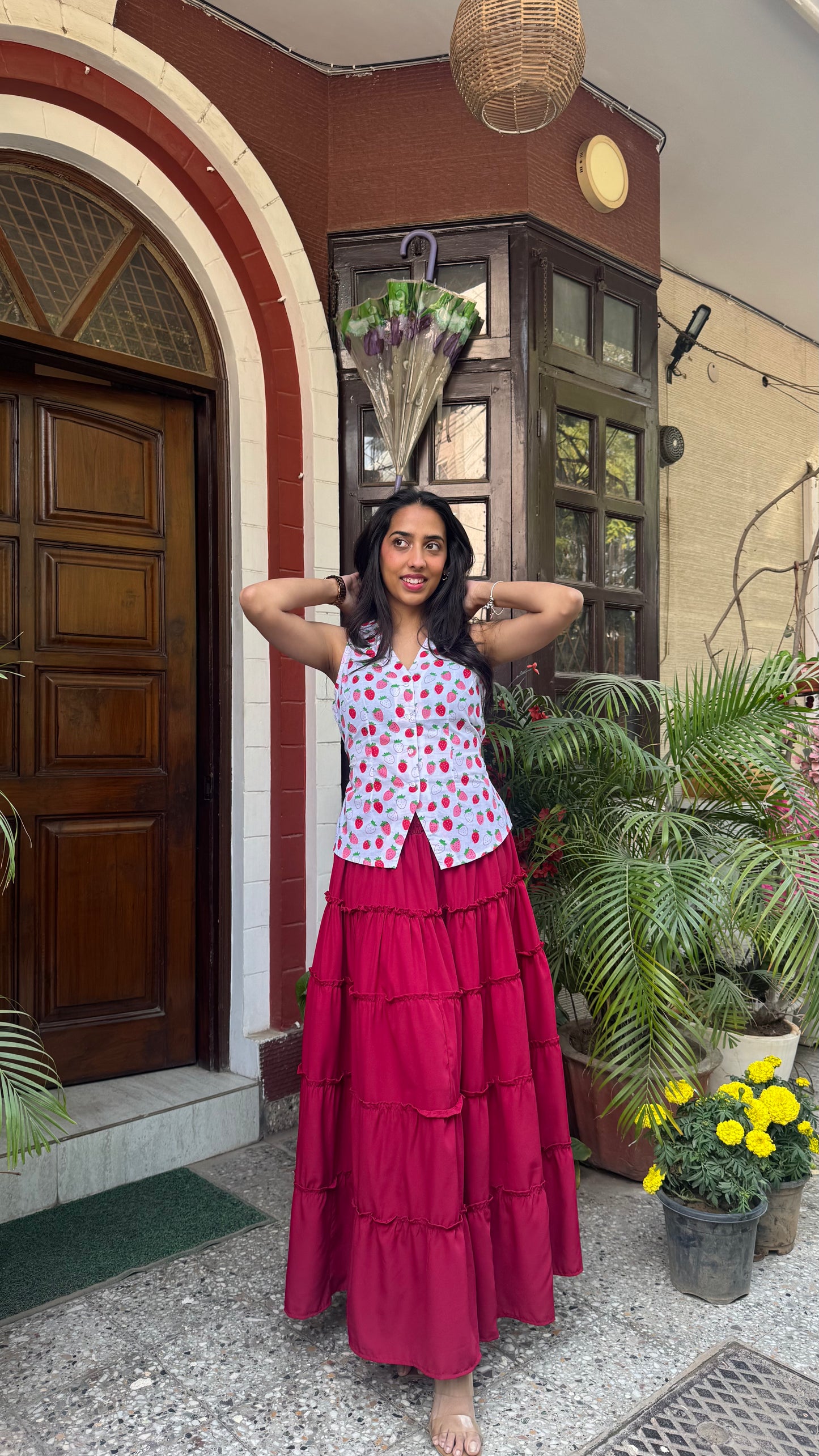 Belle Cotton Shirt (Sleeveless)  - Strawberry