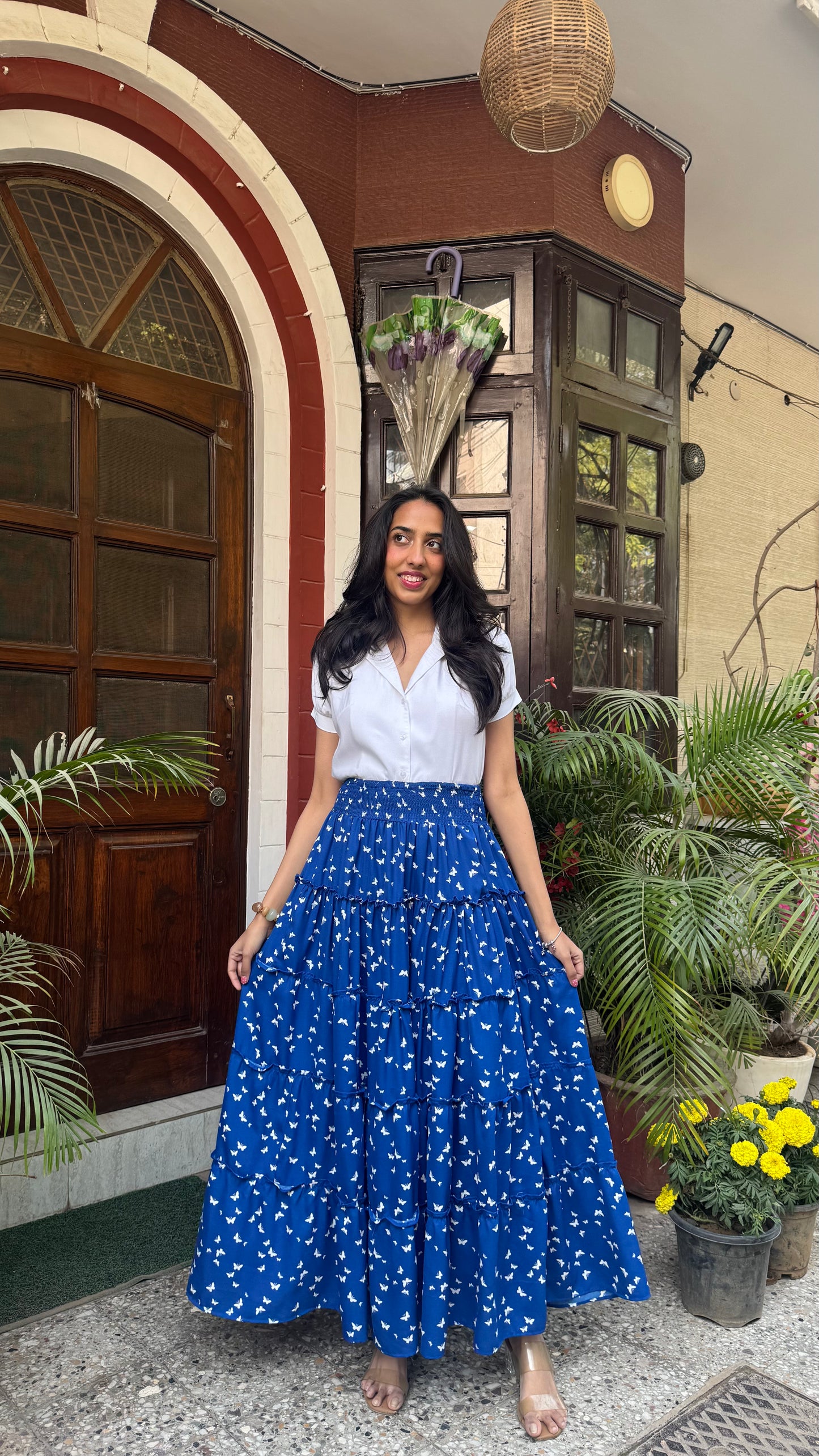 Señorita Tiered Maxi Skirt - Blue (Free Size)