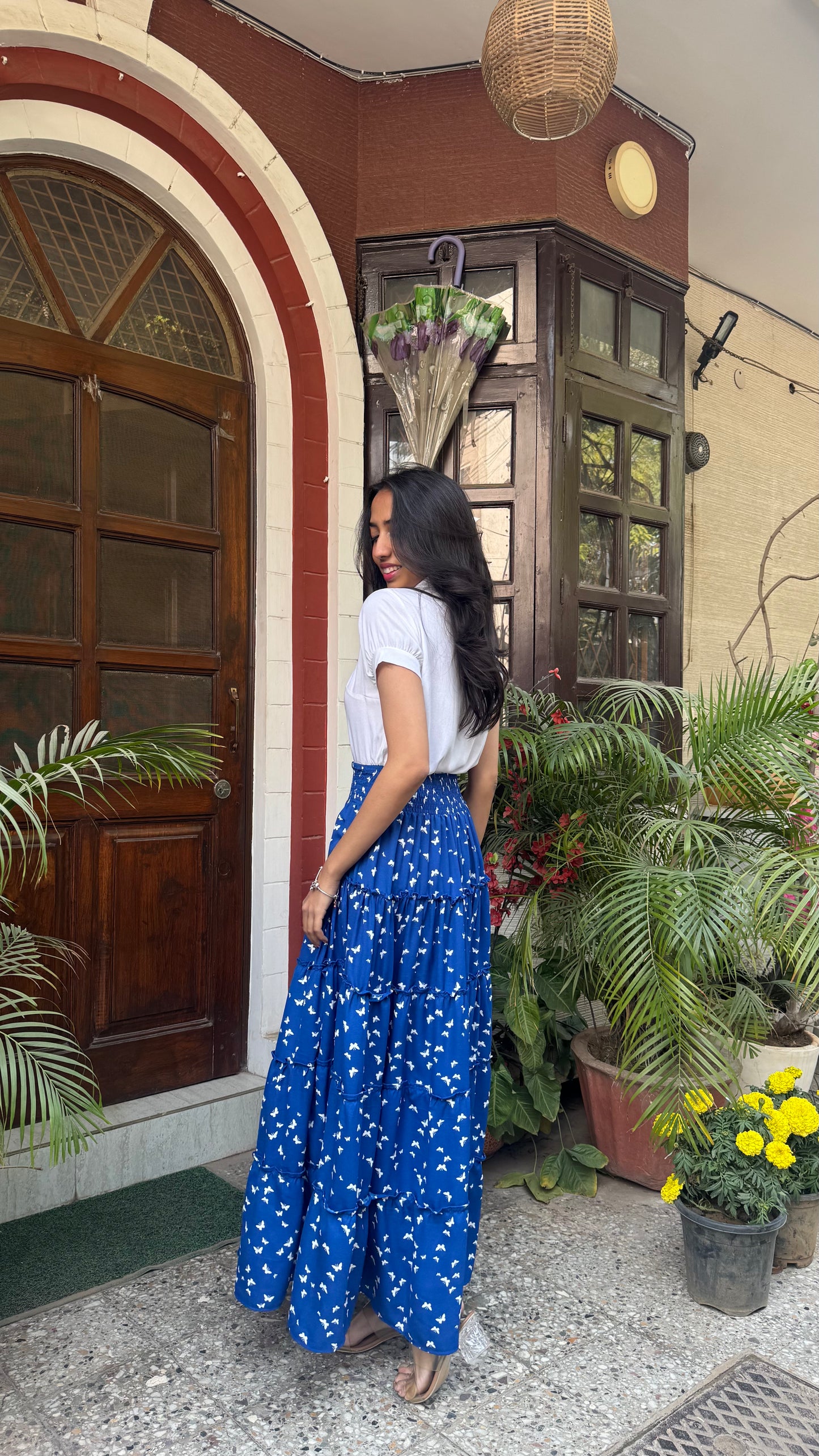 Señorita Tiered Maxi Skirt - Blue (Free Size)