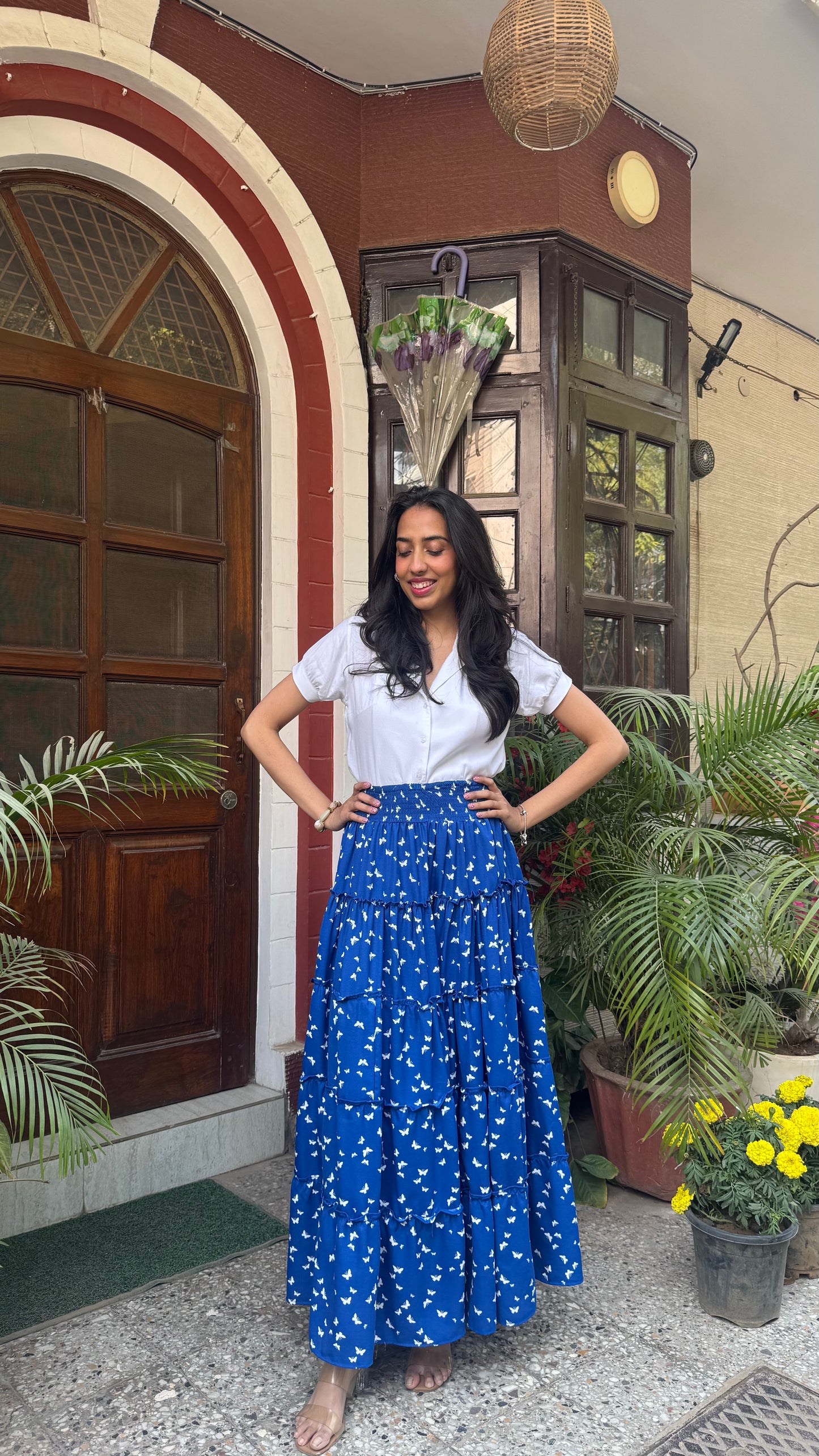 Señorita Tiered Maxi Skirt - Blue (Free Size)