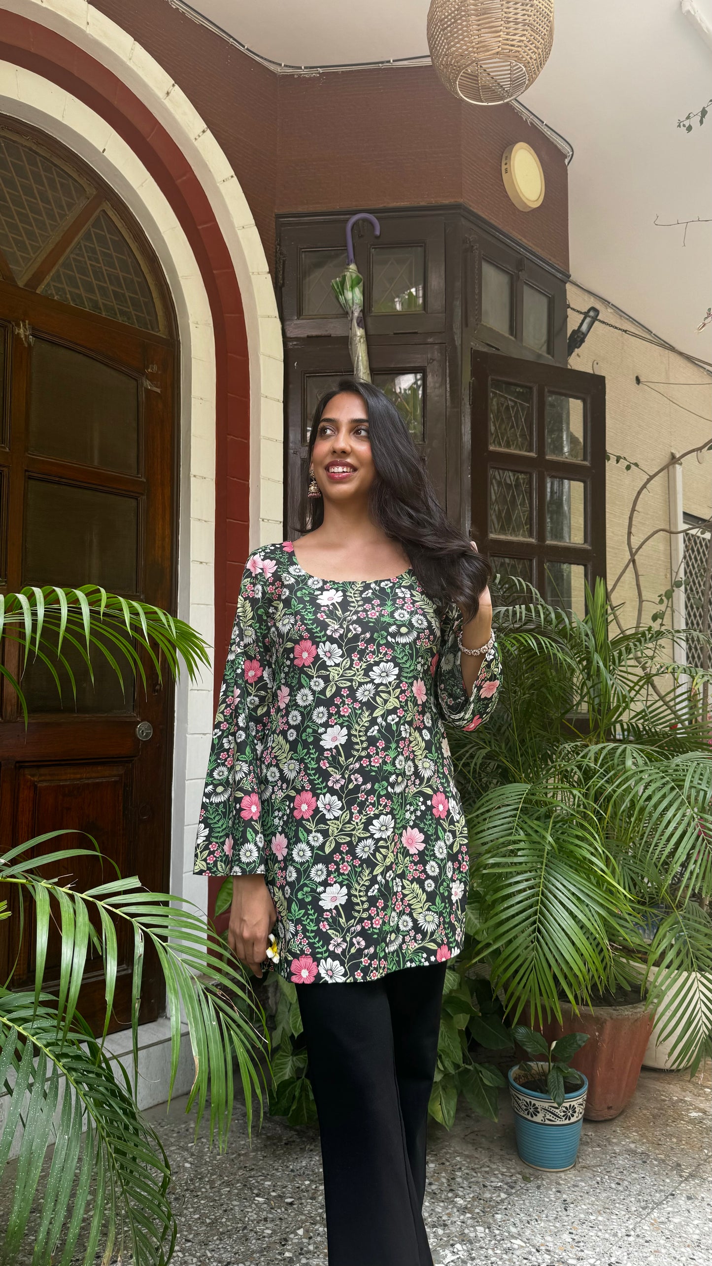 Seashore Shell Kurti (Premium Collection) - Black