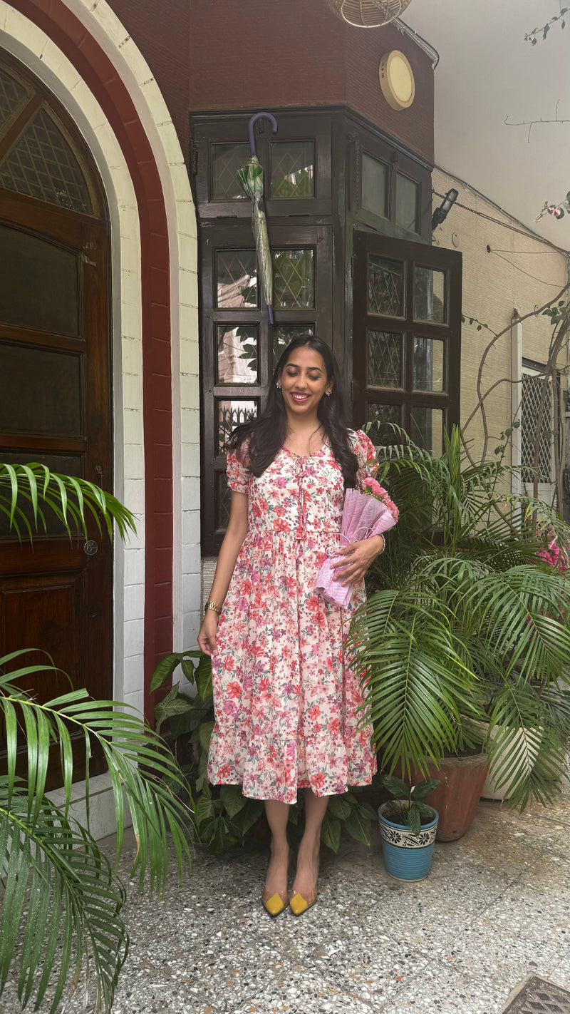 Pretty Girlie Georgette Dress - Pink (Premium Collection)