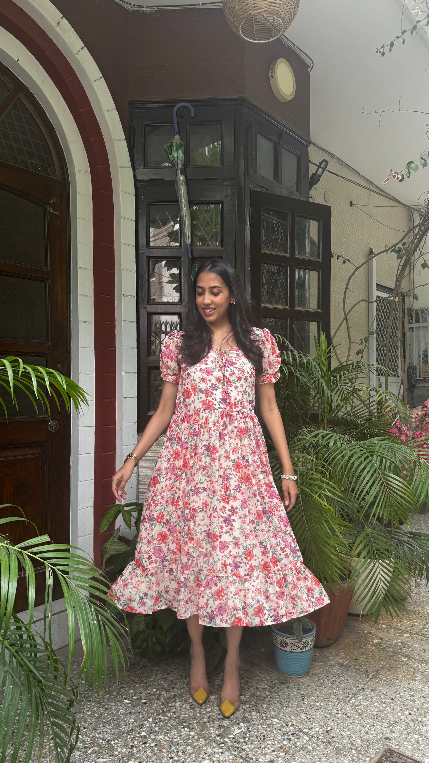 Pretty Girlie Georgette Dress - Pink (Premium Collection)